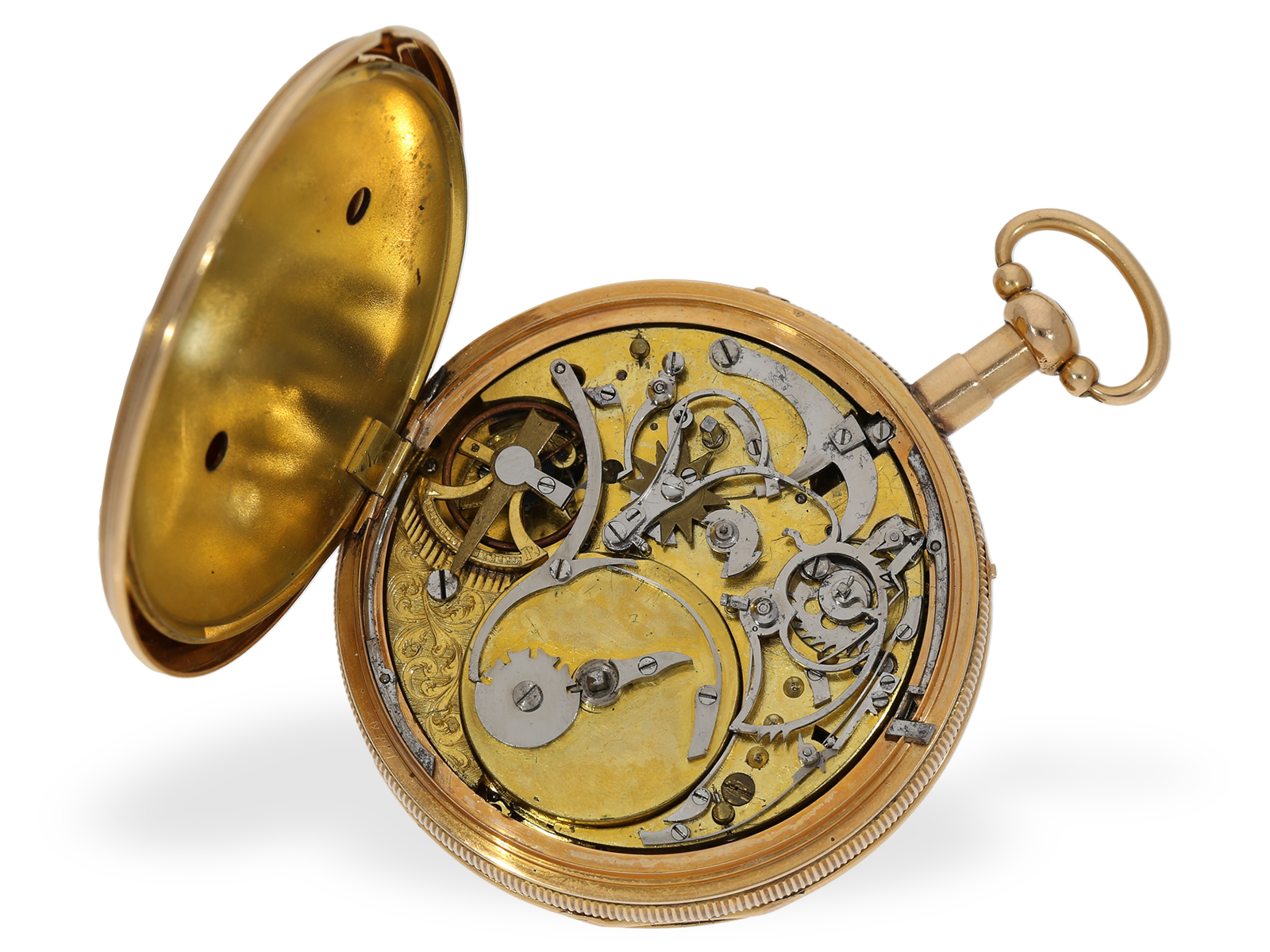 Pocket watch: 18K gold cylinder watch with repeater and musical movement, ca. 1820 - Image 2 of 5