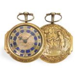 Pocket watch: unusual and very fine repoussé pair case verge watch ca. 1754