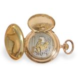 Pocket watch: heavy gold hunting case watch with minute repeater and erotic automaton, ca. 1900