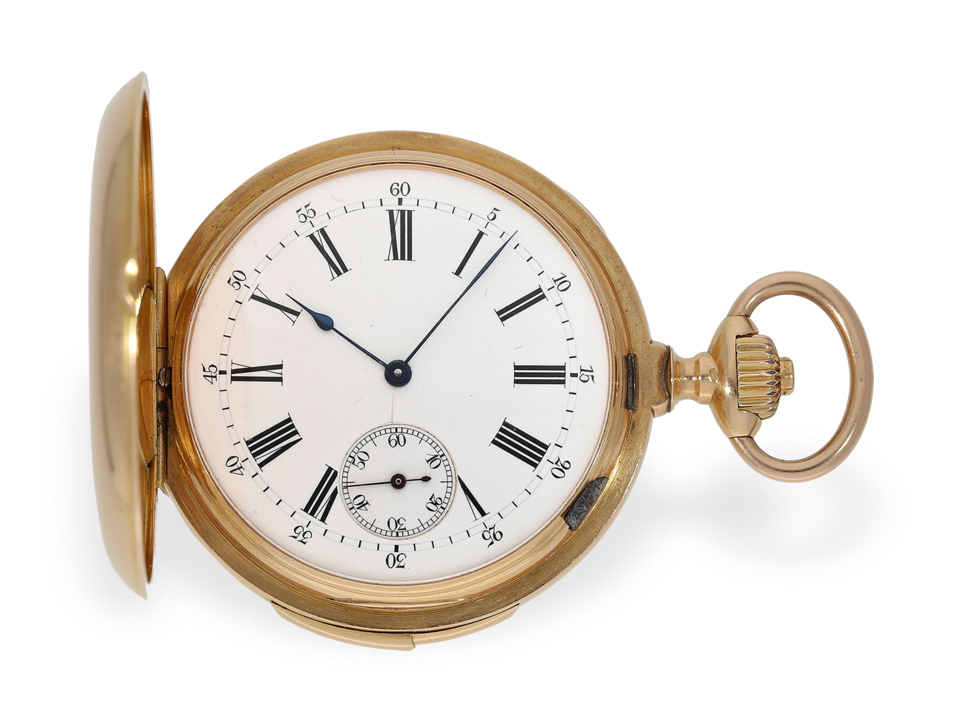 Pocket watch: very fine gold hunting case watch with repeater, probably Audemars Freres, ca. 1880