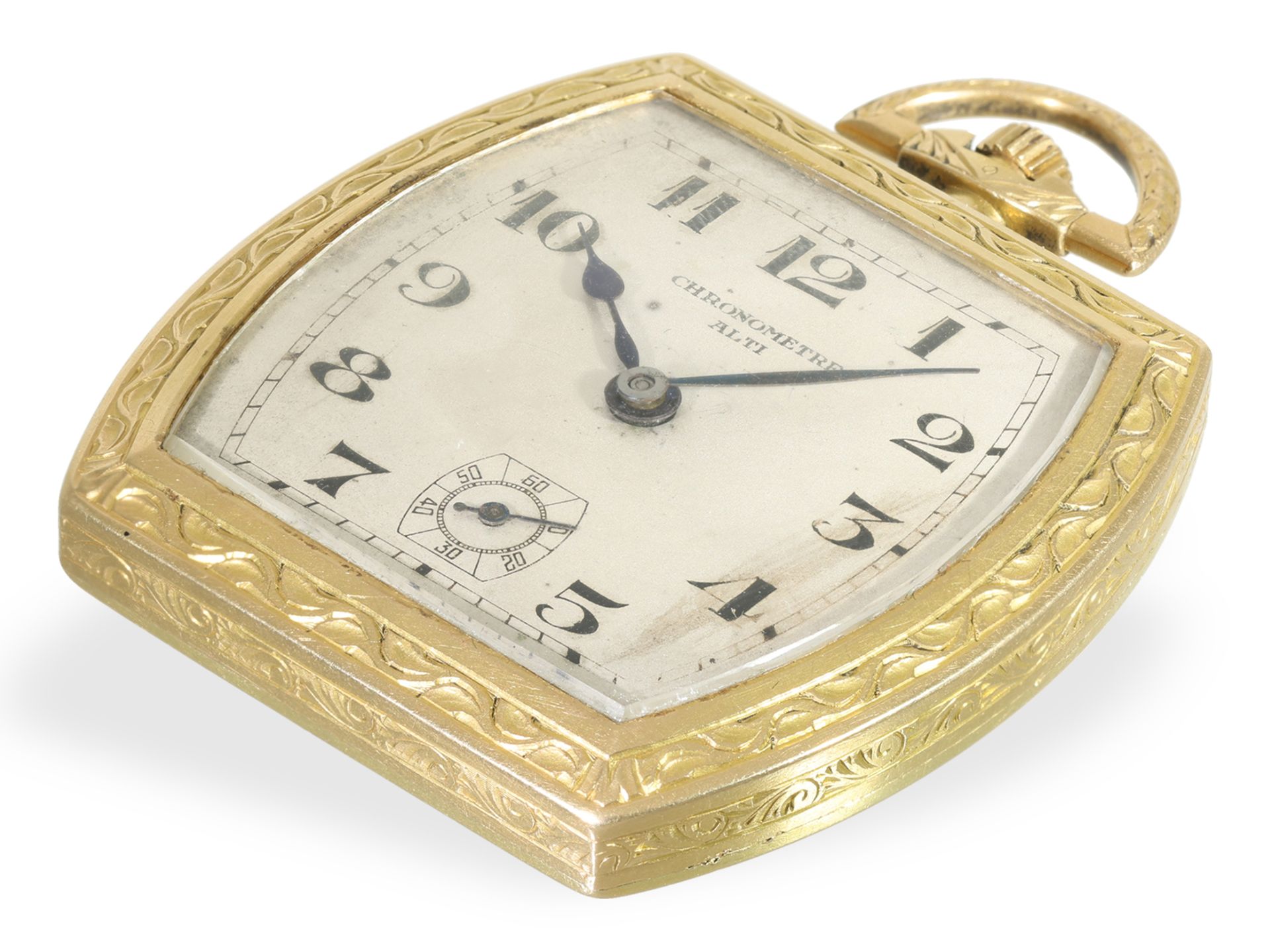 Taschenuhr: äußerst seltene Art Deco Gold/Emaille Frackuhr in Chronometerqualität , ca. 1925 - Bild 3 aus 6