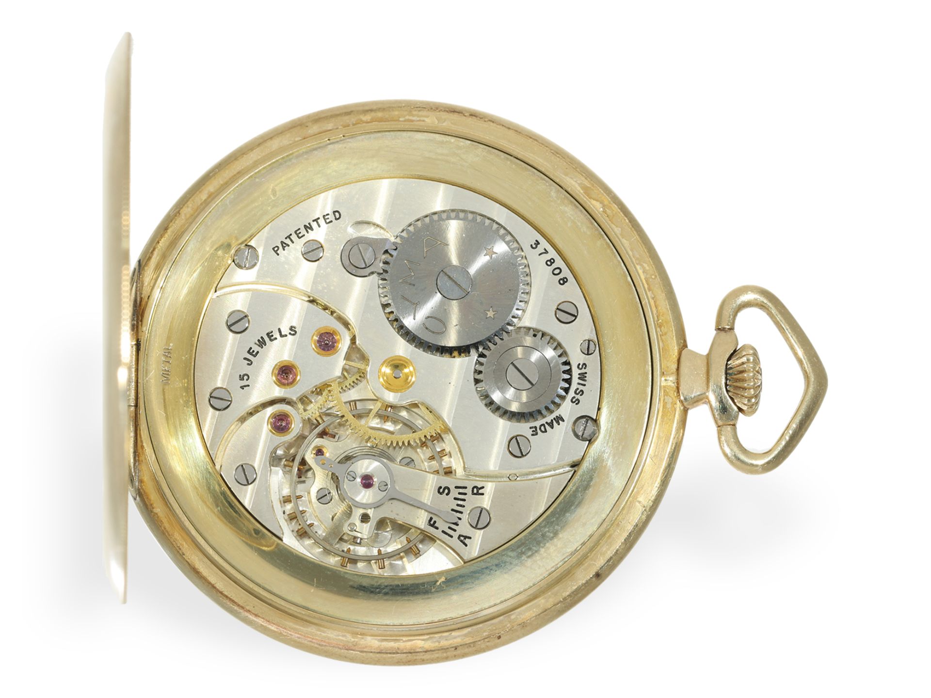 Taschenuhr: Art Deco Frackuhr im nahezu neuwertigen Zustand mit goldener Uhrenkette, um 1930 - Bild 3 aus 7