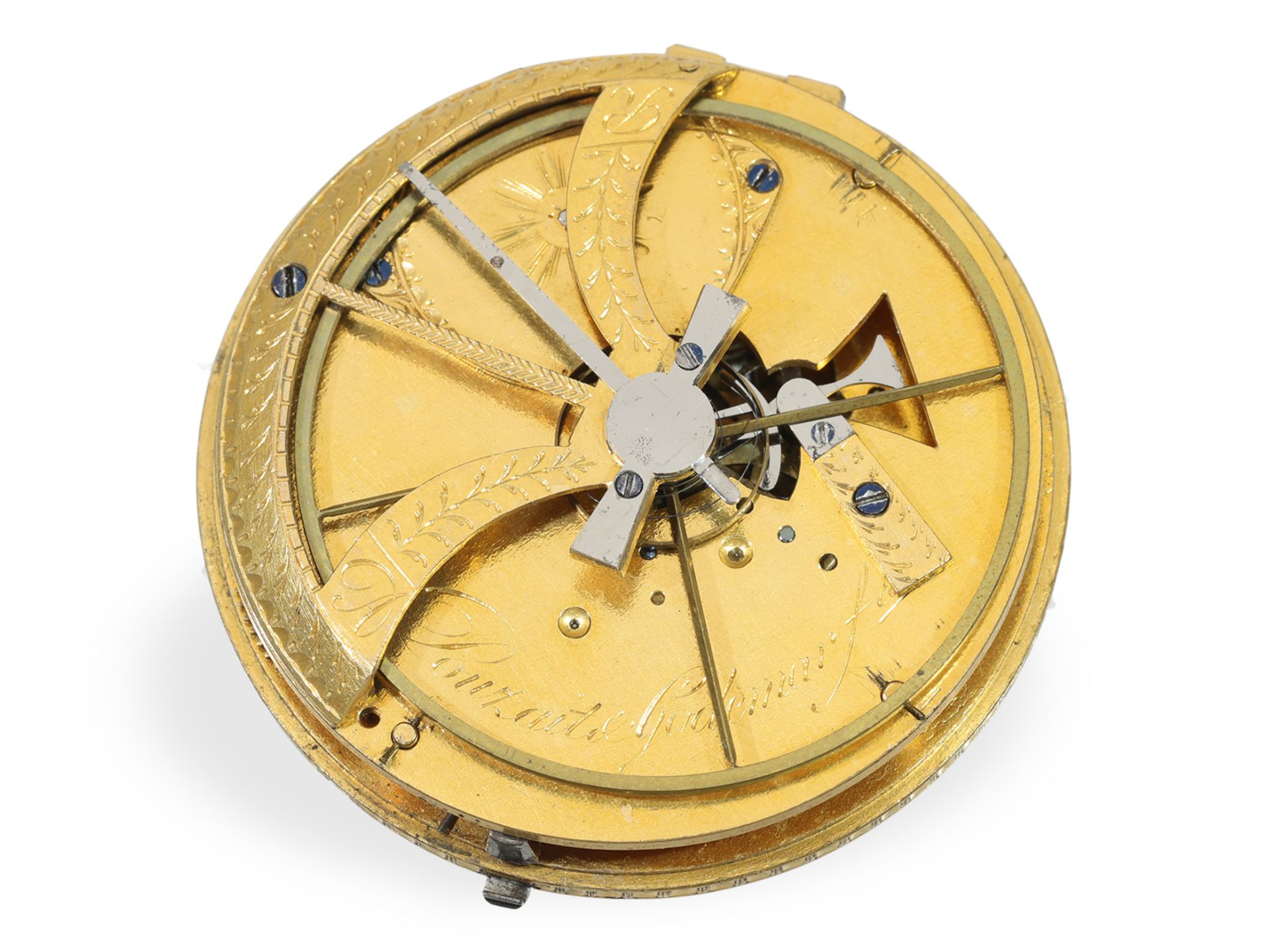 Pocket watch: absolute rarity, Pouzait with jumping seconds and calendar, signed Pouzait, ca. 1790 - Image 2 of 4