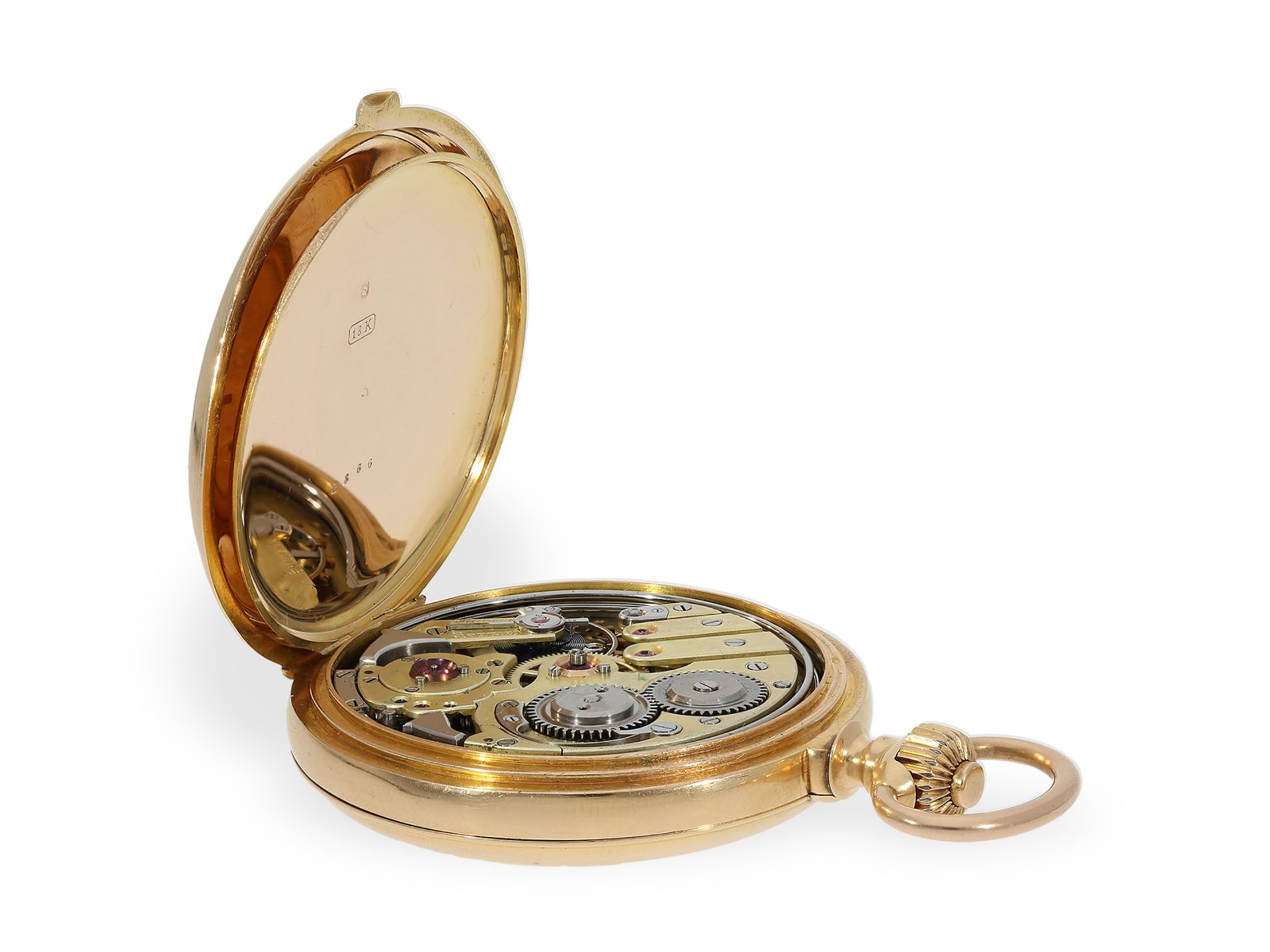 Pocket watch: very fine gold hunting case watch with repeater, probably Audemars Freres, ca. 1880 - Image 4 of 7