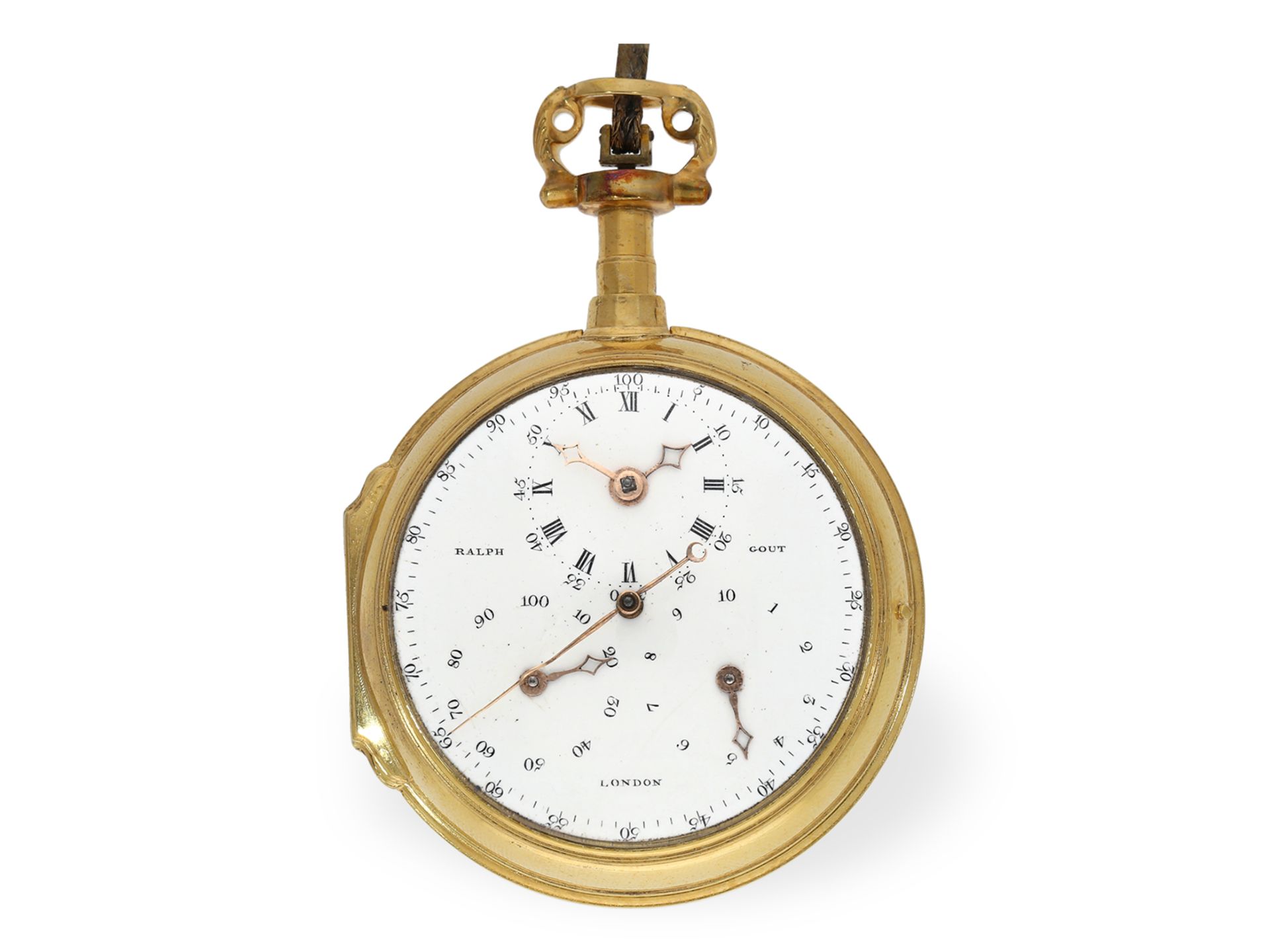 Museale Rarität: englische Taschenuhr mit Pedometer im Originalgehäuse, Ralph Gout, London ca. 1799 - Bild 2 aus 6