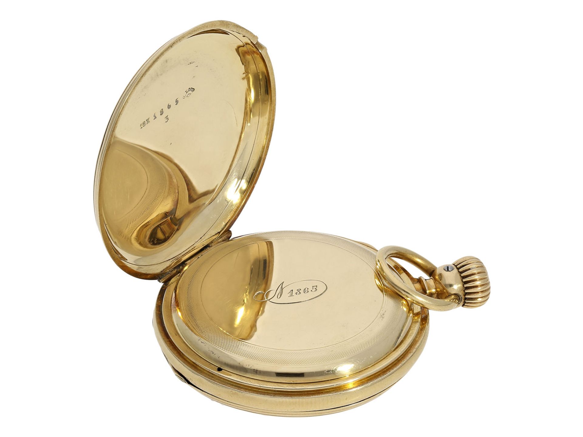 Pocket watch: Glashütte rarity, very early and small gold hunting case watch, signed Mansberger Glas - Image 6 of 8