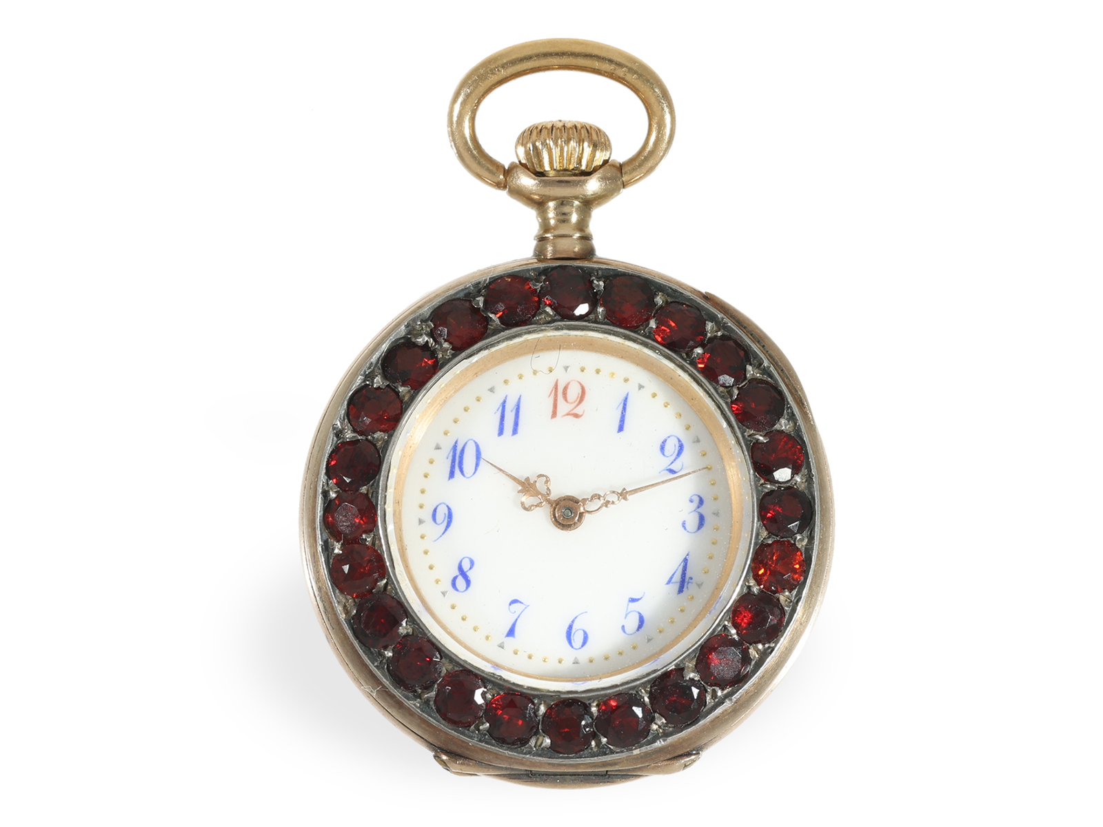 Pocket watch/pendant watch: exquisite ladies' watch with stone setting and chatelaine, Fritz Piguet  - Image 2 of 7