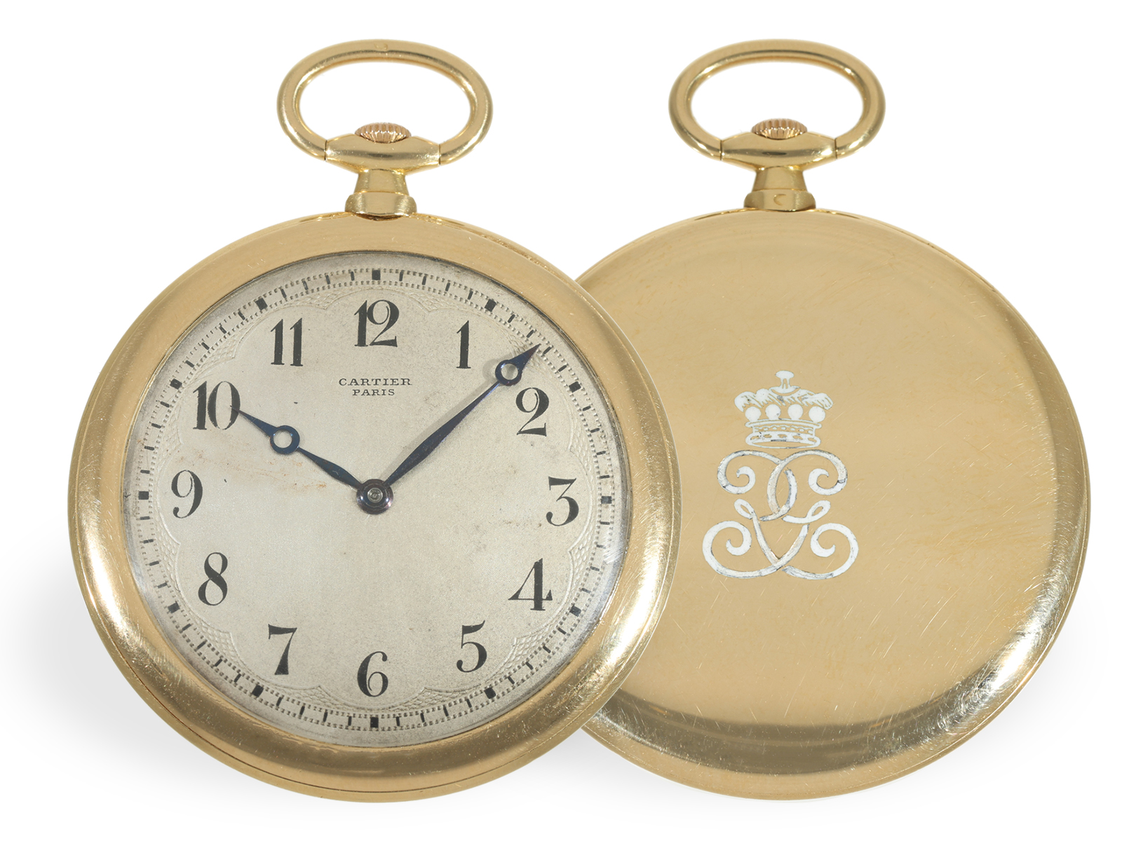 Pocket watch: historically important Cartier "Couteau Ultra Thin" gold/enamel, former aristocratic p