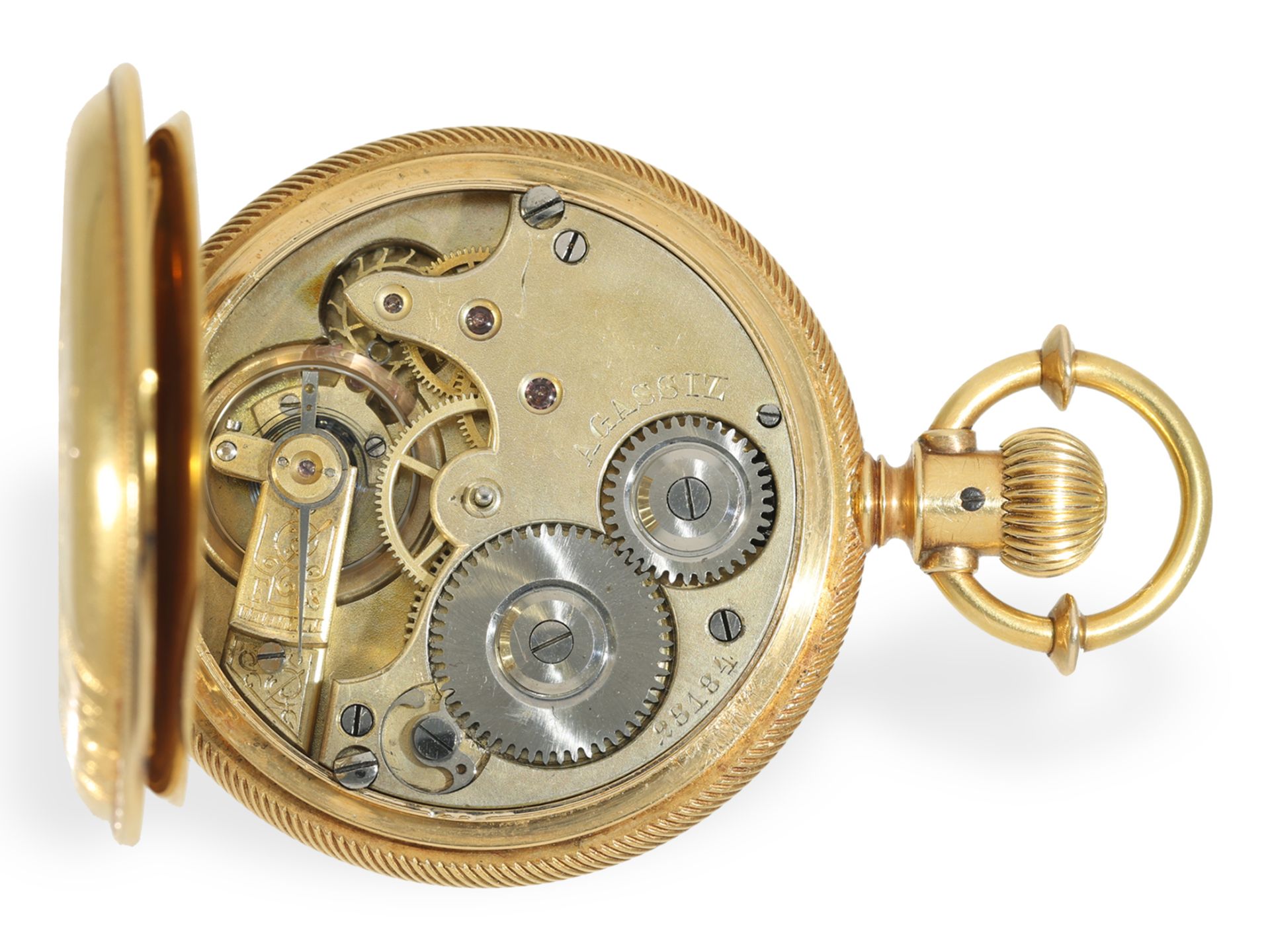 Pocket watch: fine, solid gold hunting case watch, ca. 1870, Agassiz - Image 4 of 7