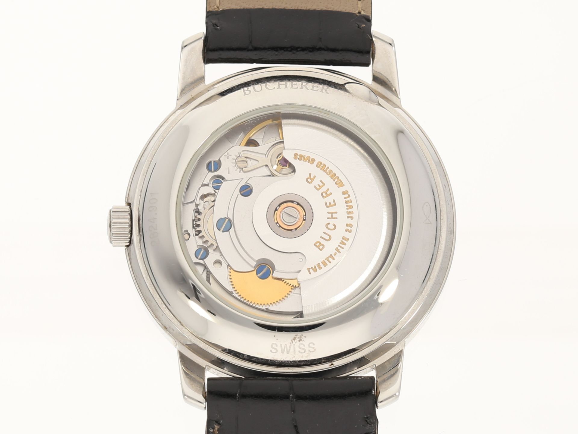 Armbanduhr: schöne klassische Herrenarmbanduhr von Bucherer, Automatik mit Datum, Ref. 2824.901 - Image 5 of 5