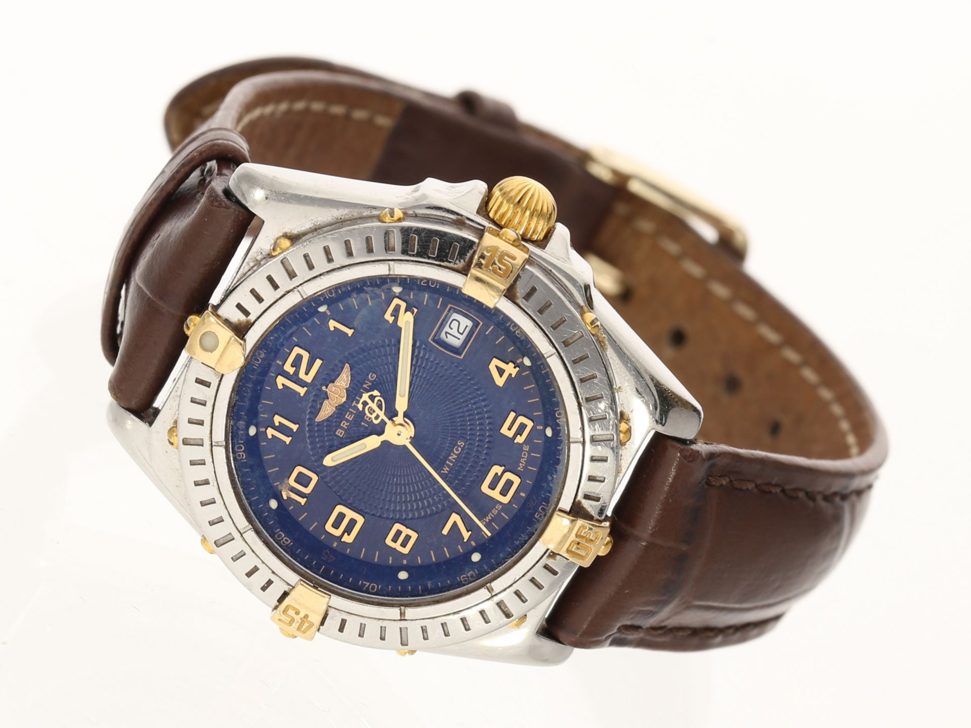 Armbanduhr: Breitling Wings Lady Stahl/Gold Damenuhr mit Datum, Ref. B67350, ca. 2000