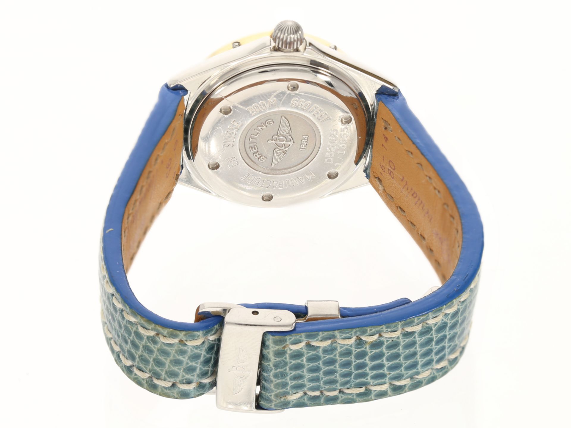 Armbanduhr: sportliche Damenuhr "J Class" von Breitling, Stahl/Gold, Ref. D52065, 1990er - Bild 3 aus 3