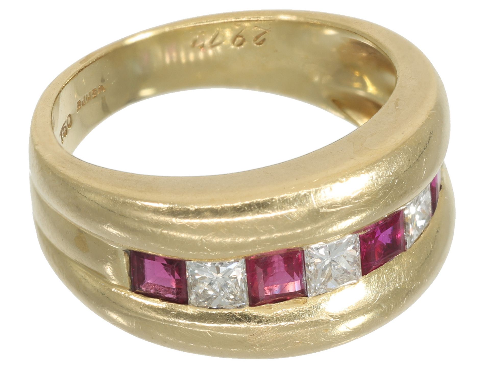 Ring: hochwertiger Wempe- Ring mit Edelsteinbesatz, 18K Gold - Bild 2 aus 4