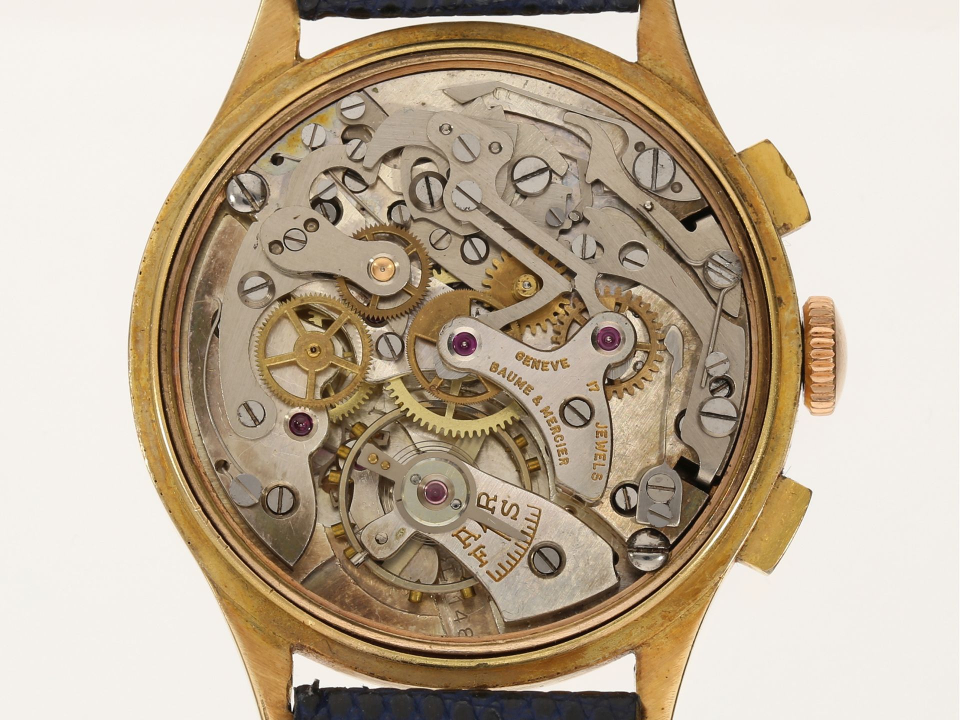Armbanduhr: schöner, großer Chronograph von Baume & Mercier Geneve in 18K Gold, Ref.3921, 1950er - Bild 4 aus 5