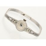 Armbanduhr: vintage Damenuhr der Marke Oprima, 18K Weißgold