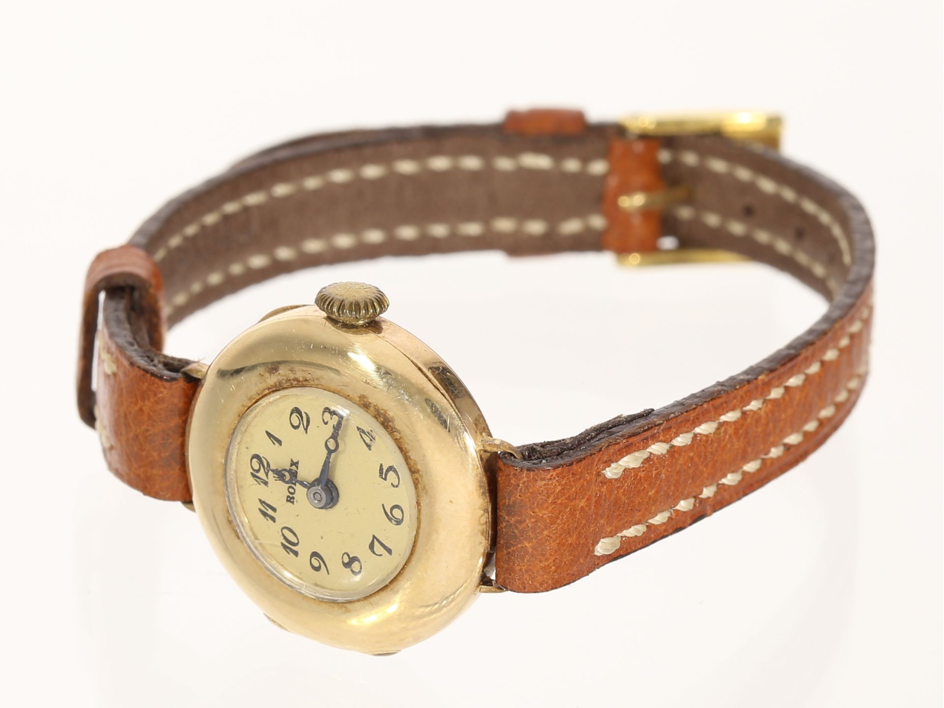 Armbanduhr: frühe Damenuhr der Marke Rolex, 14K Gold, 1930/40 - Image 2 of 3