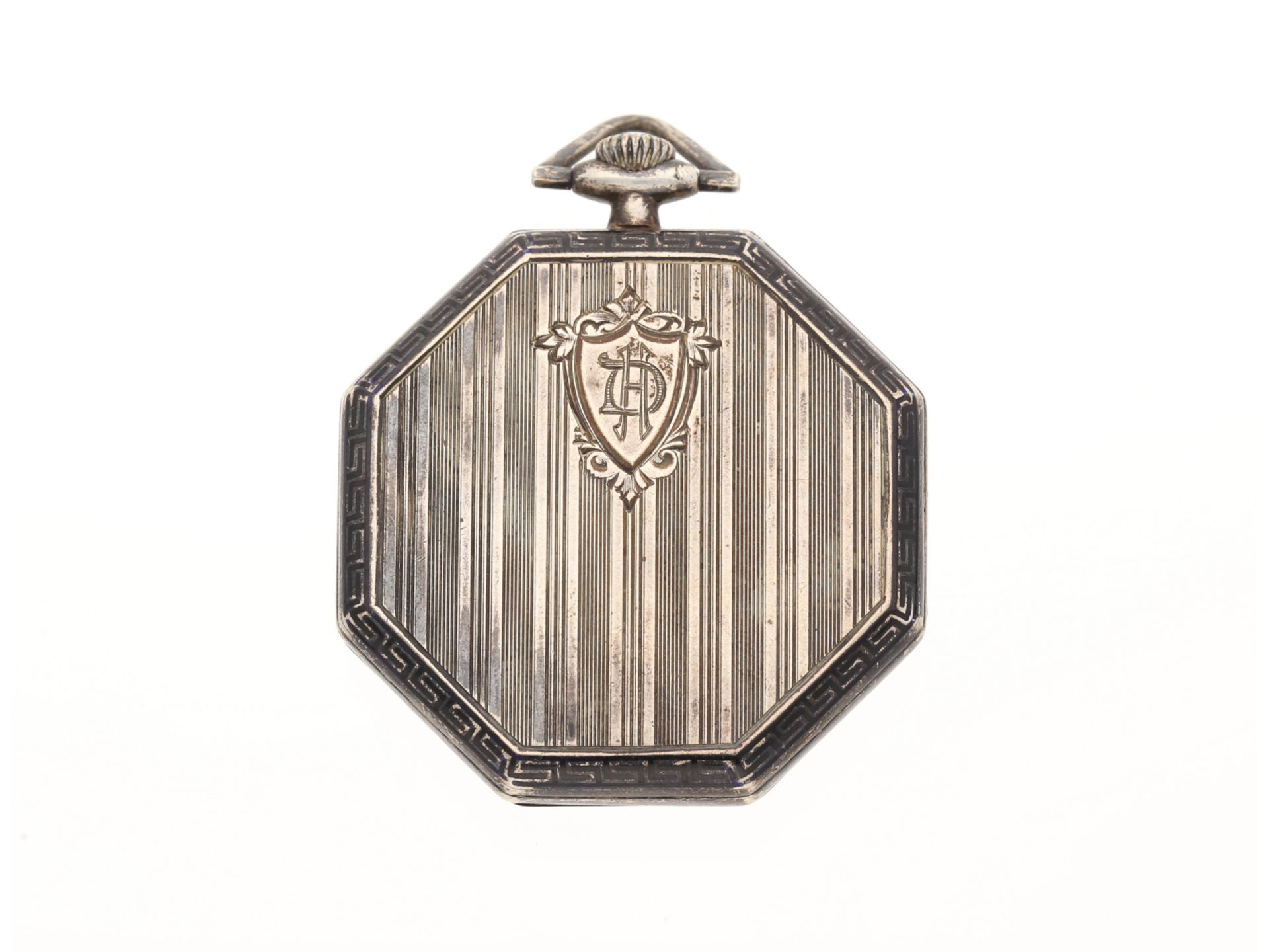 Taschenuhr: schöne Art Déco Frackuhr, Silber mit Emaille, Havila Watch Geneve, ca. 1920/30 - Bild 2 aus 4