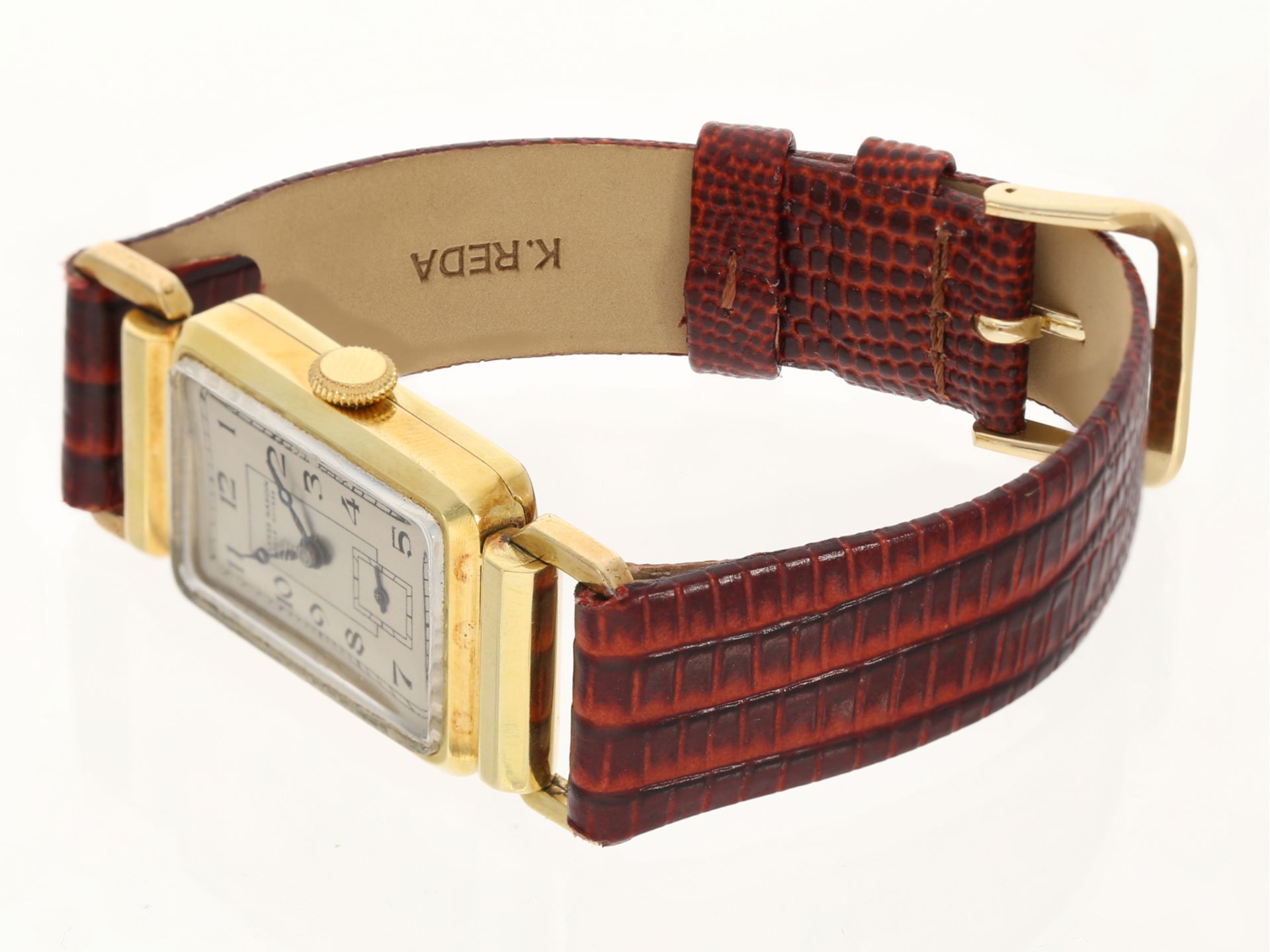 Armbanduhr: seltene, große vintage 14K Gold Herrenarmbanduhr von Ulysse Nardin, 1940er - Bild 2 aus 5