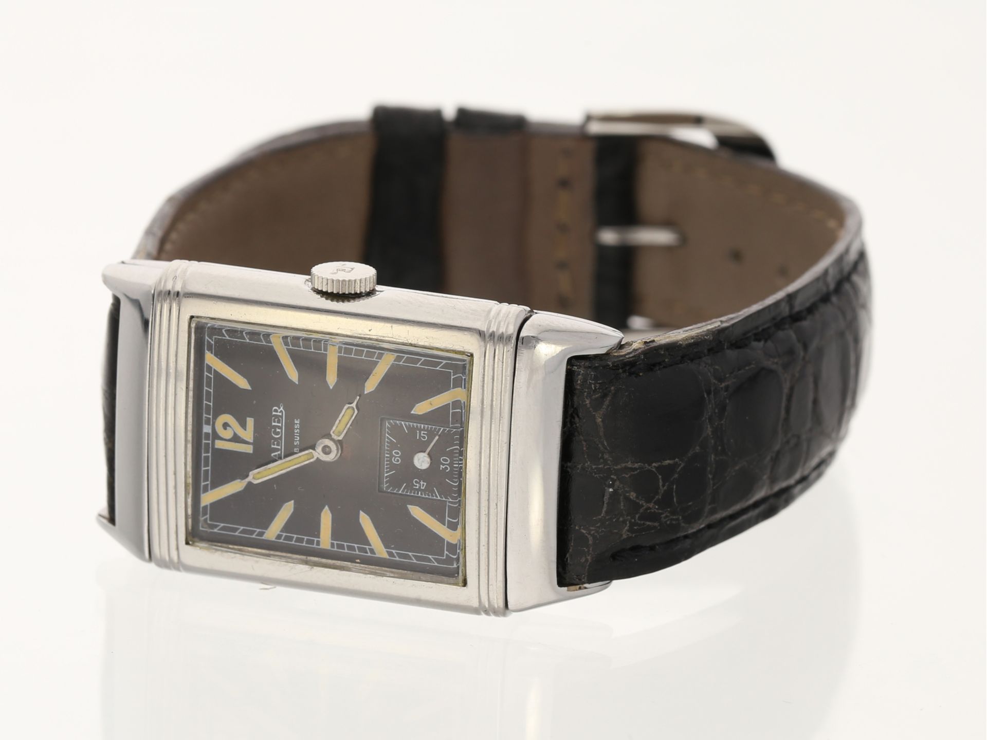 Armbanduhr: sehr frühes Modell der Jaeger-LeCoultre Reverso in Stahl, ca. 1930 - Bild 2 aus 5