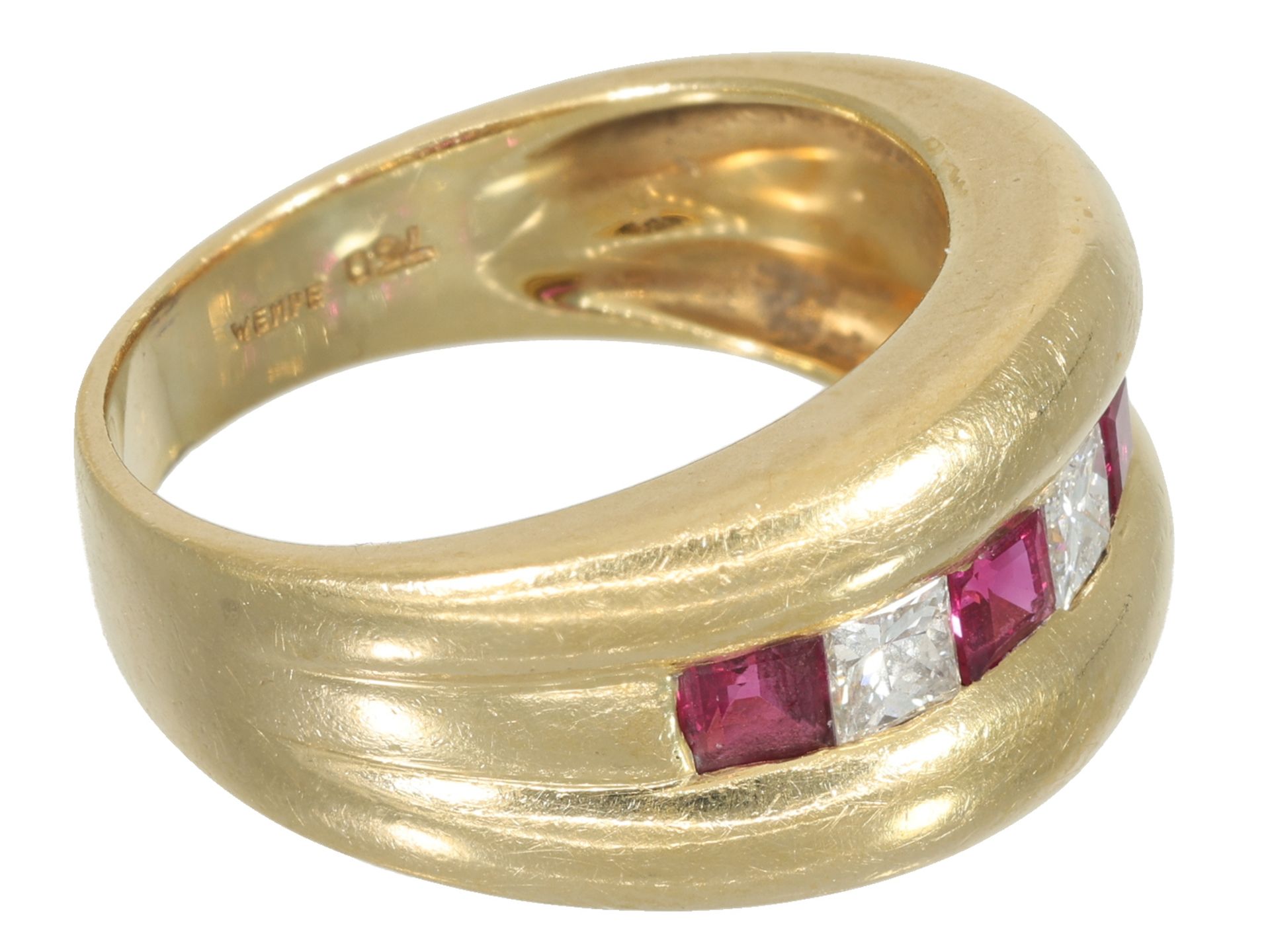 Ring: hochwertiger Wempe- Ring mit Edelsteinbesatz, 18K Gold - Bild 3 aus 4