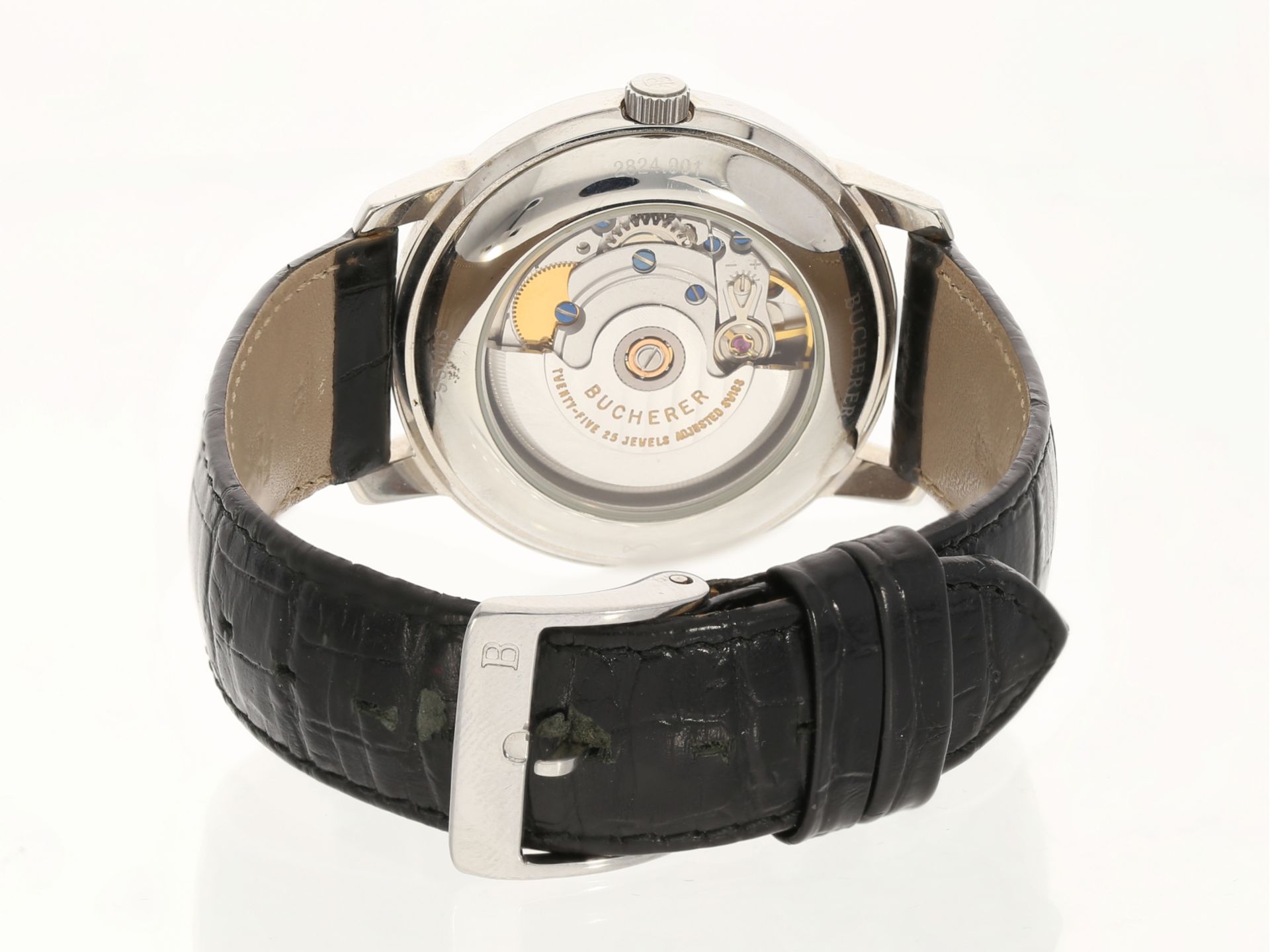 Armbanduhr: schöne klassische Herrenarmbanduhr von Bucherer, Automatik mit Datum, Ref. 2824.901 - Image 3 of 5