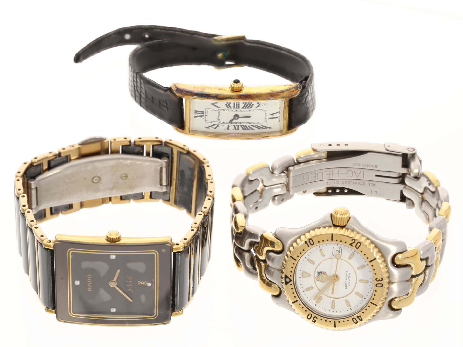 Konvolut bestehend aus drei Armbanduhren: Tag Heuer Professional Taucheruhr, Rado Diastar, Simon