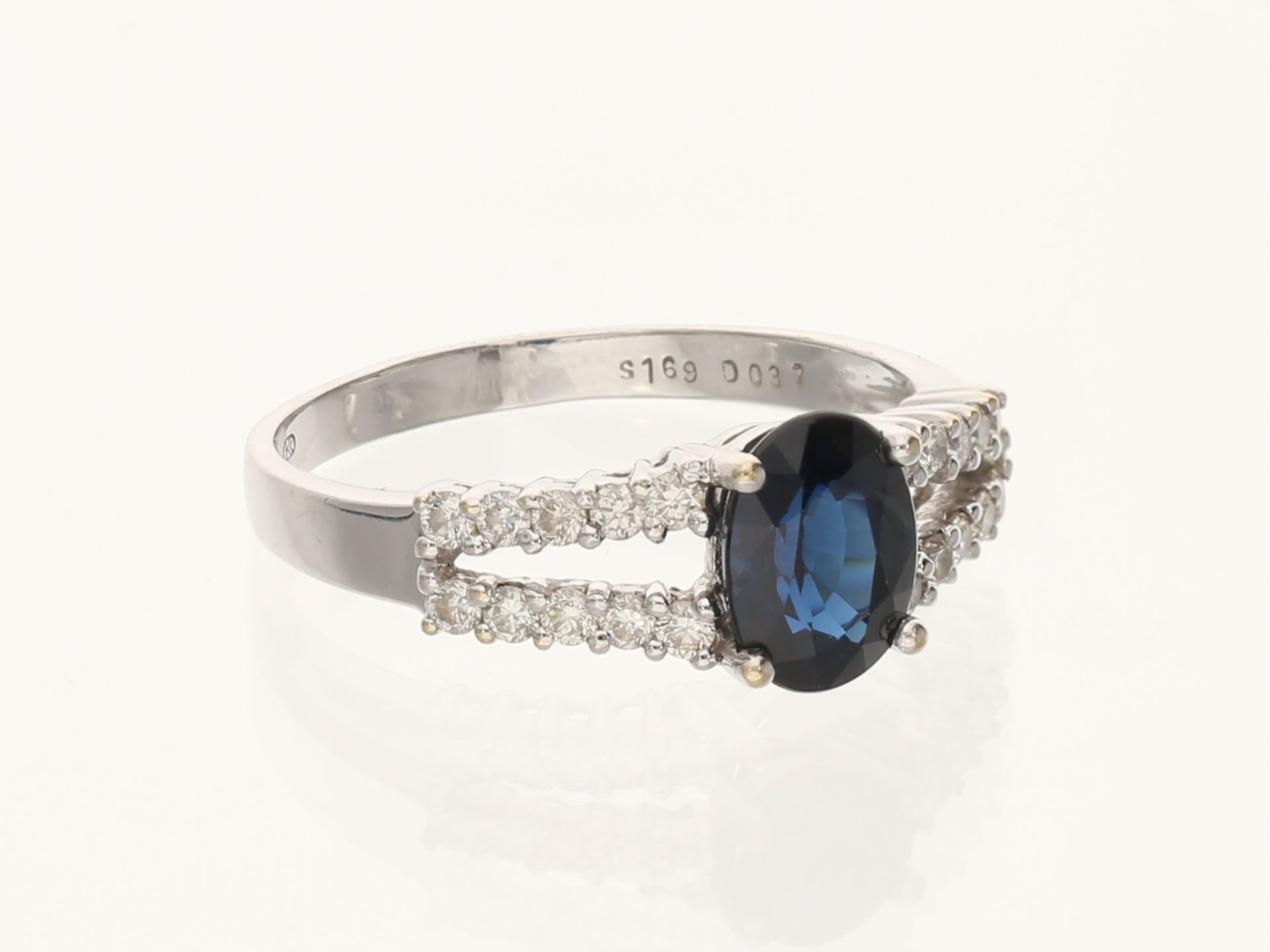 Ring: feiner Saphir/Brillant-Ring, ca. 1,5ct Edelsteinbesatz - Bild 2 aus 3