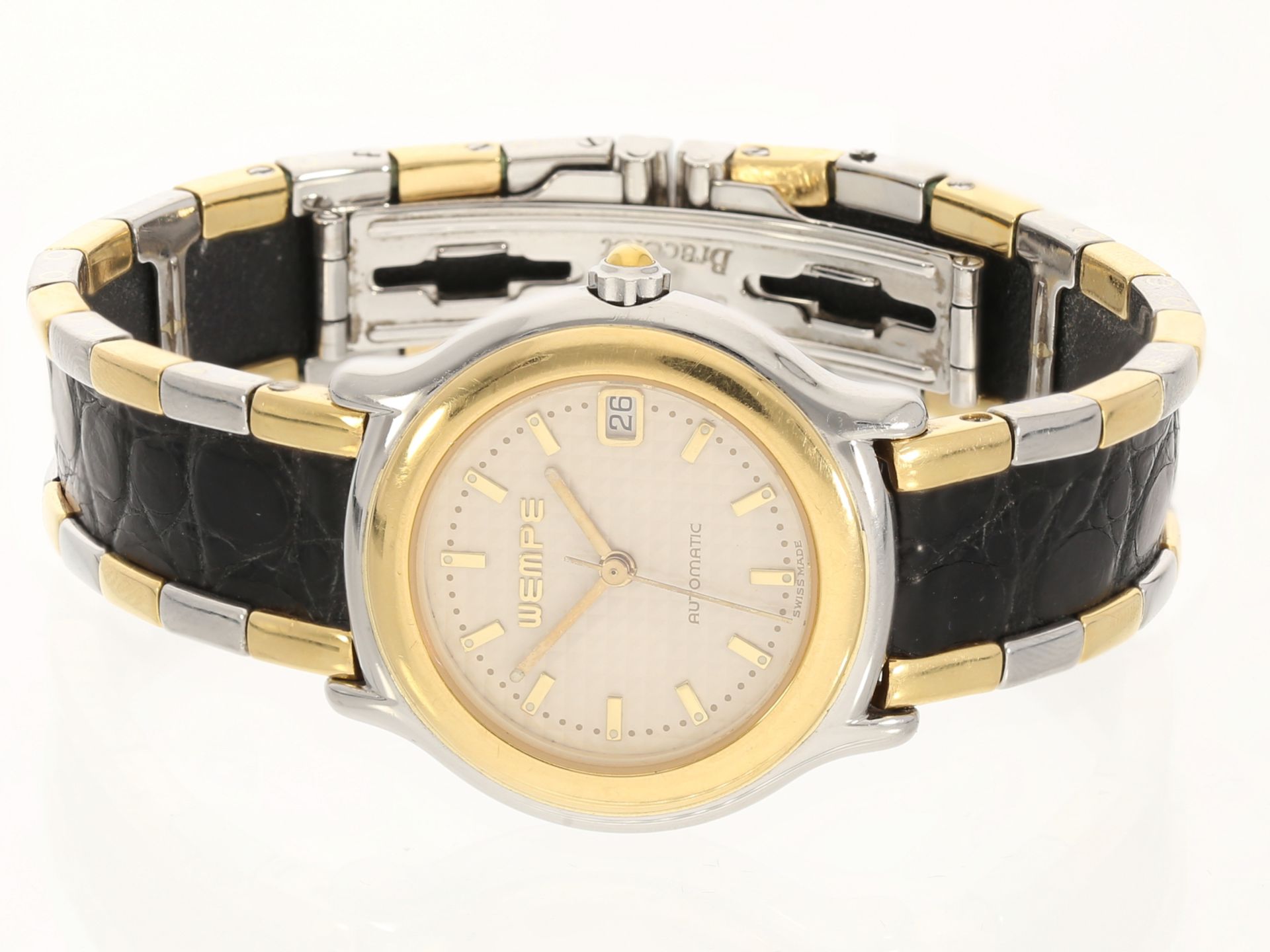 Armbanduhr: automatische Wempe Damenuhr in Stahl/18K Gold, "Le Bracelet", 90er Jahre - Bild 2 aus 3