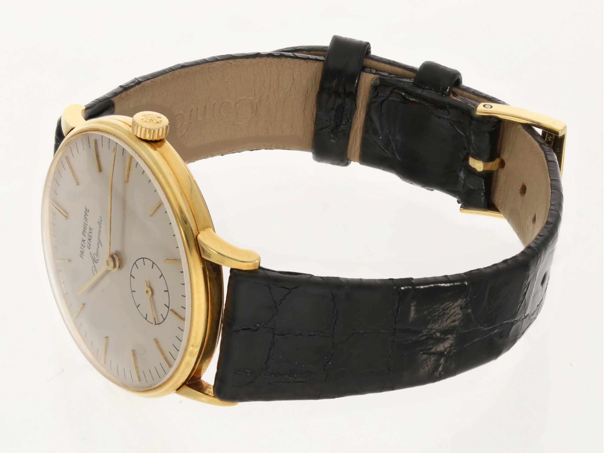 Armbanduhr: gesuchte große Patek Philippe Calatrava Amagnetic Ref.3410 von 1965, Extrakt & Box - Bild 2 aus 6