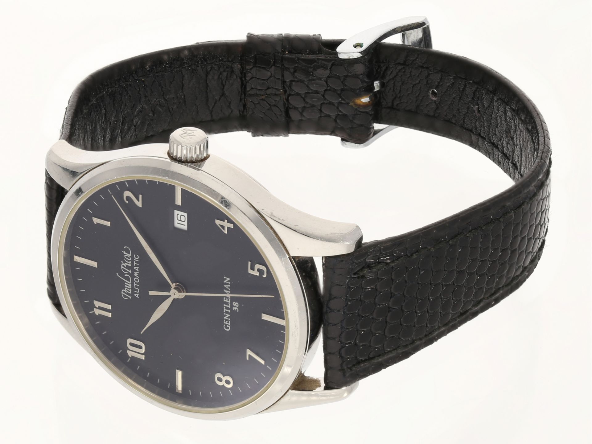 Armbanduhr: elegante Herrenarmbanduhr Paul Picot Gentlemen 38 in Stahl, inkl. Papieren - Bild 2 aus 3