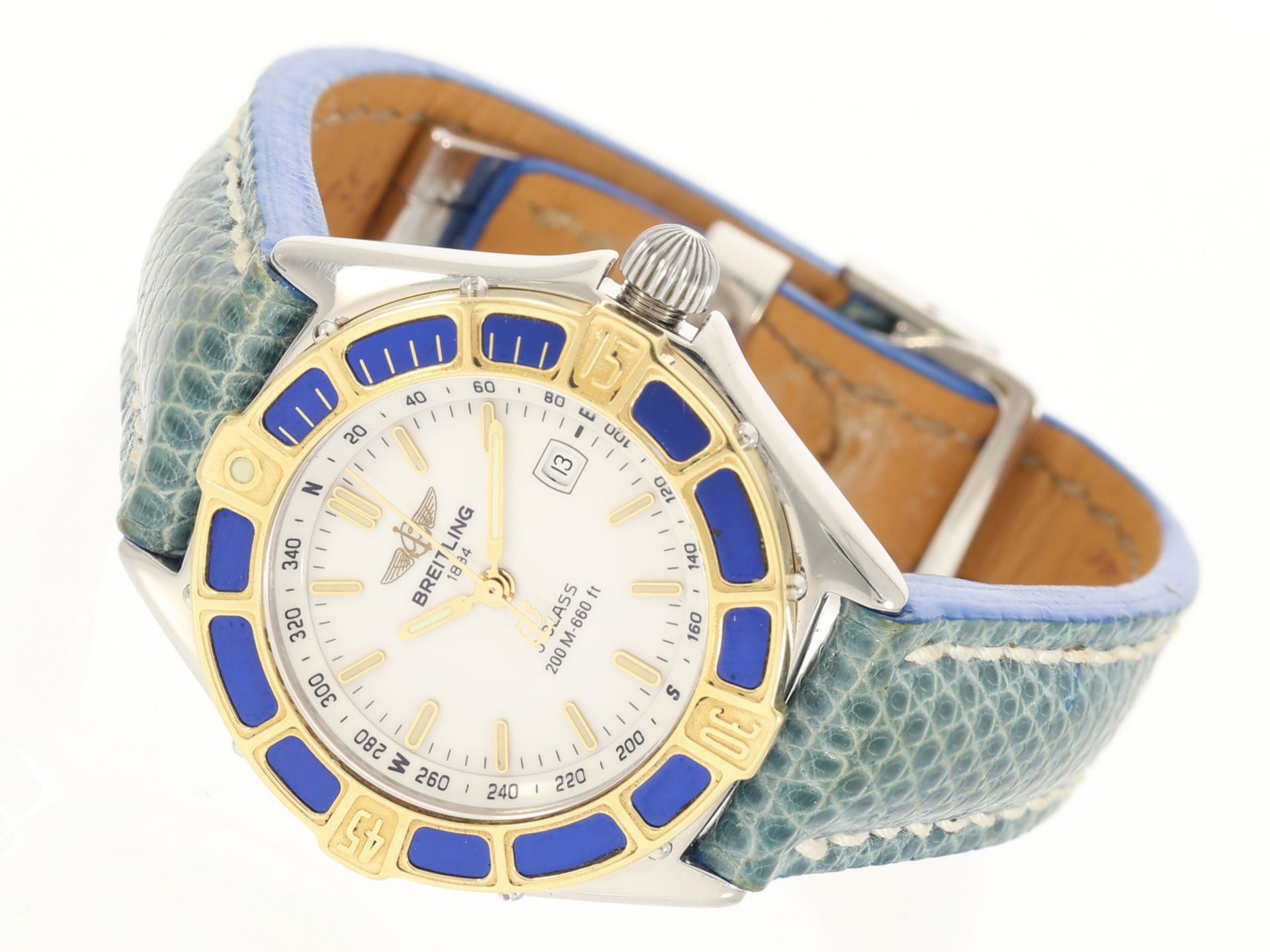Armbanduhr: sportliche Damenuhr "J Class" von Breitling, Stahl/Gold, Ref. D52065, 1990er