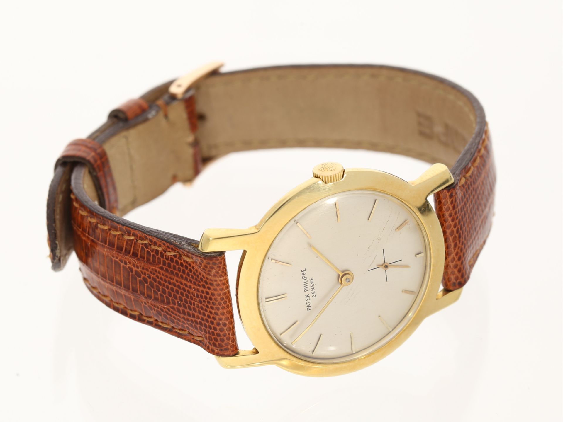 Armbanduhr: vintage Patek Philippe Calatrava REF.2506/1 in 18K Gold, mit Stammbuchauszug, 1954 - Bild 2 aus 5