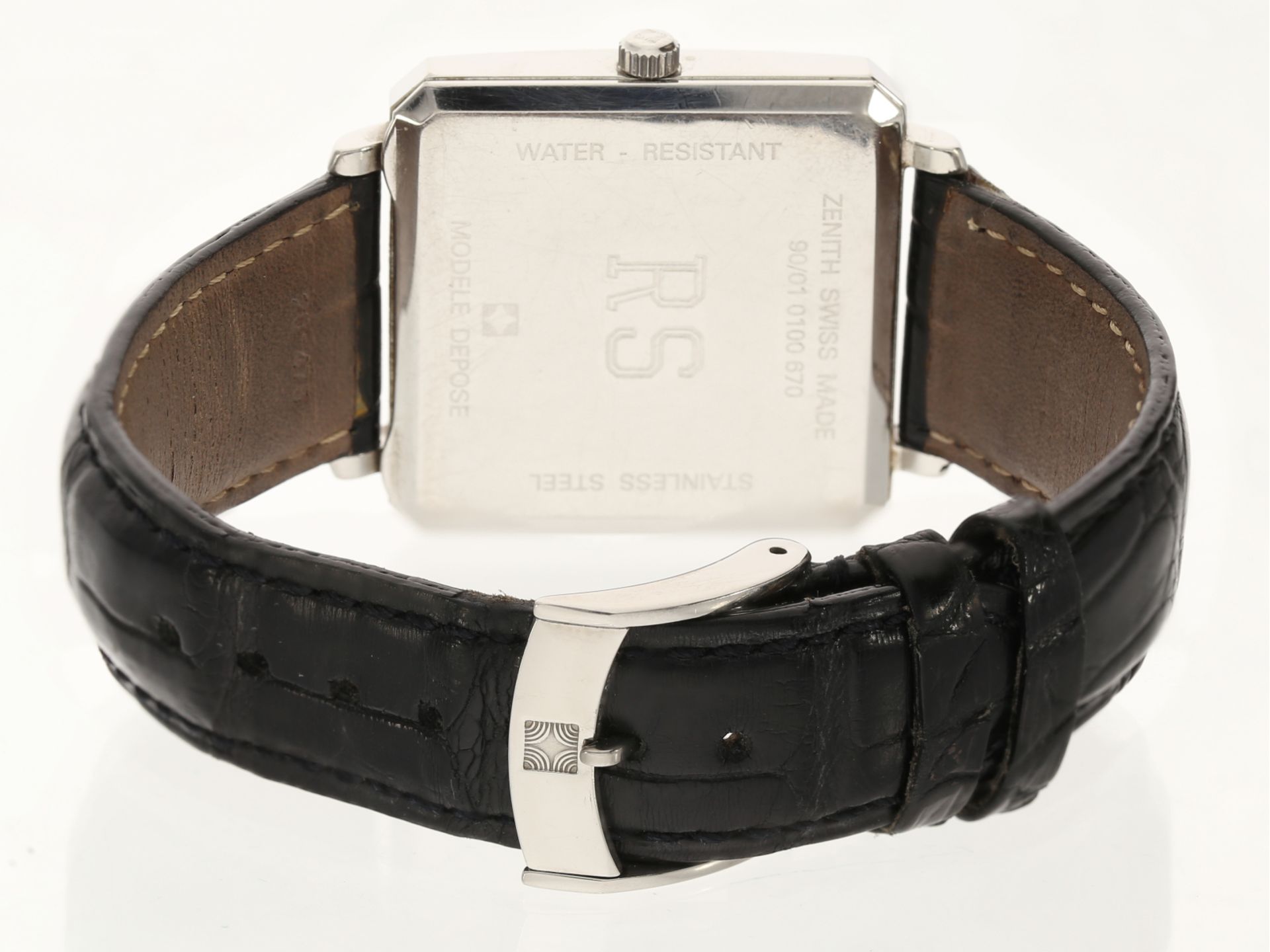 Armbanduhr: quadratische Zenith Elite Automatic 670 in Stahl, 1990er - Bild 3 aus 3