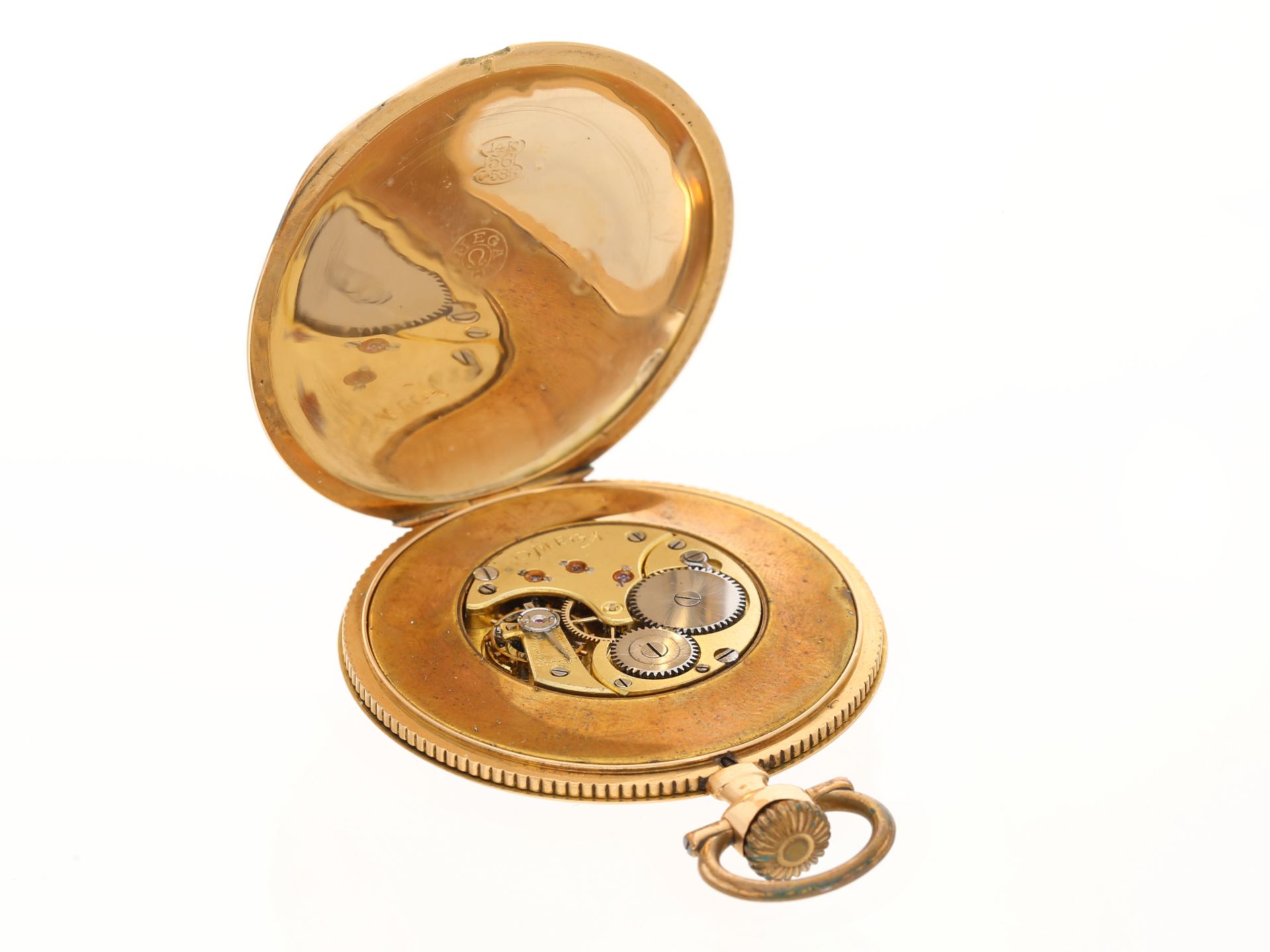 Taschenuhr: feine 14K Gold Omega mit extravagantem Jugendstilgehäuse, Schweiz um 1910 - Bild 3 aus 4