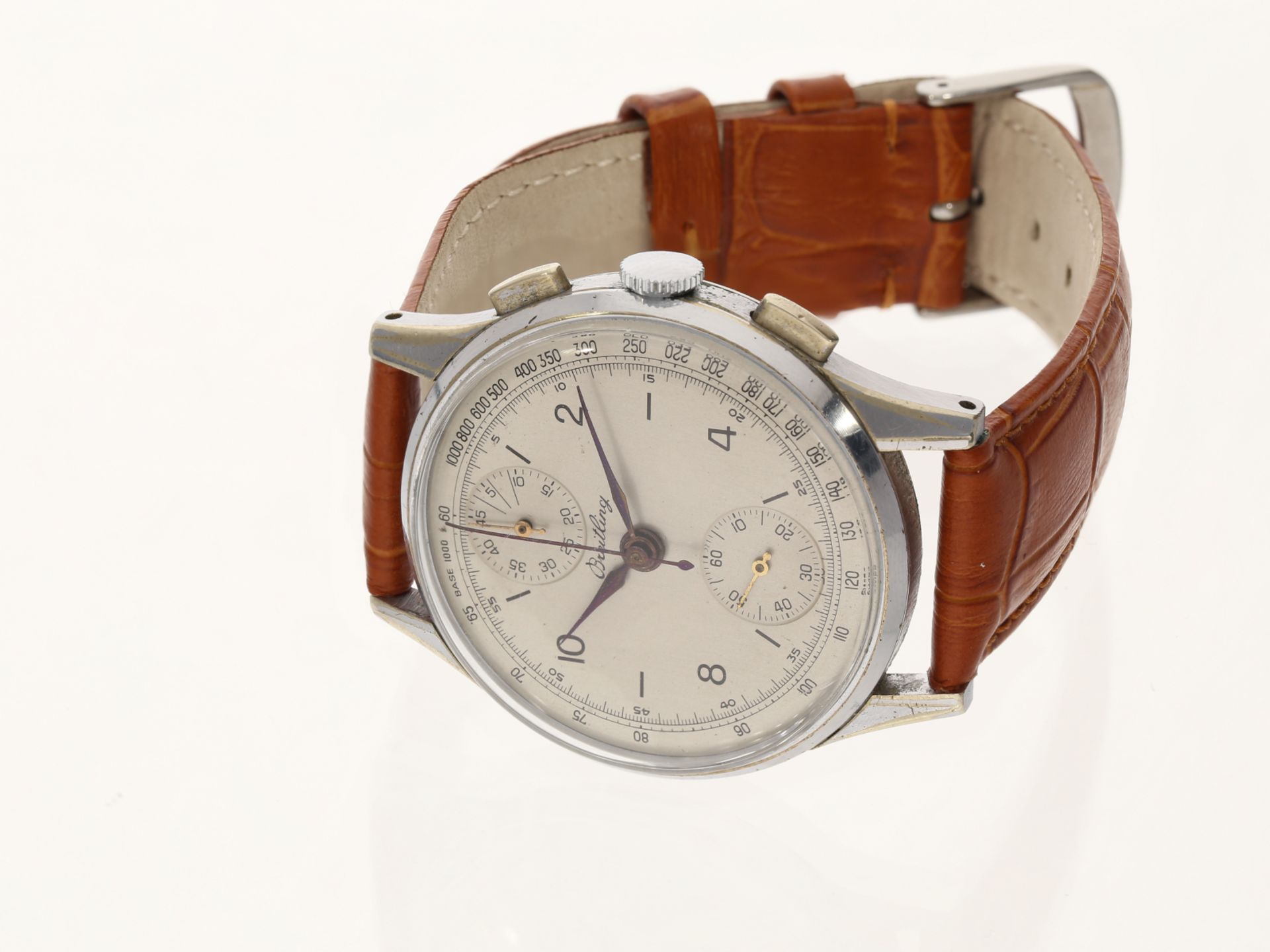 Armbanduhr: schöner großer vintage Chronograph von Breitling, Ref. 178, Stahl/Metall, 1960er - Bild 2 aus 5