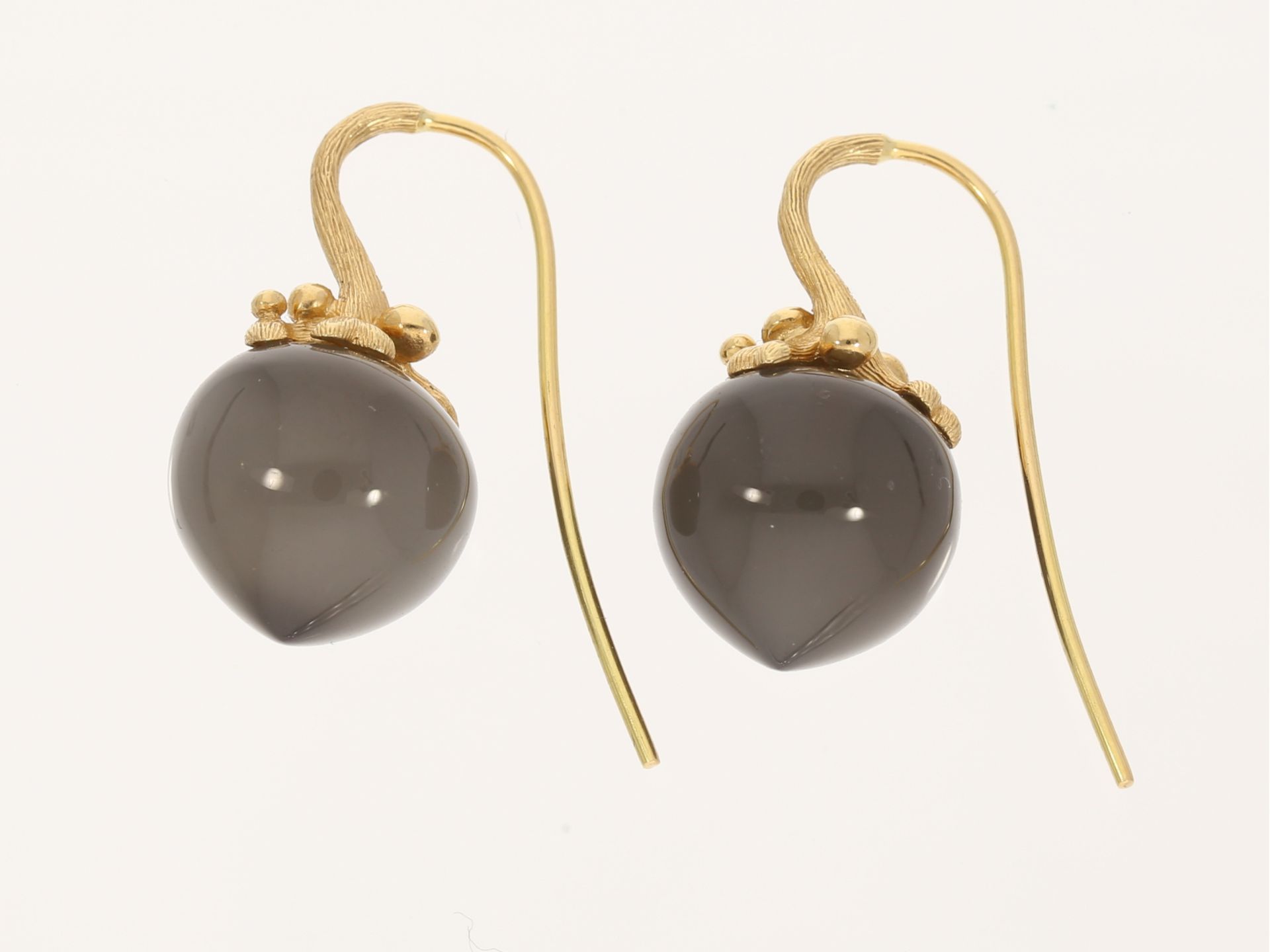 Ohrringe: Goldene Ohrhänger mit Farbsteinen, Handarbeit aus 18K Gold