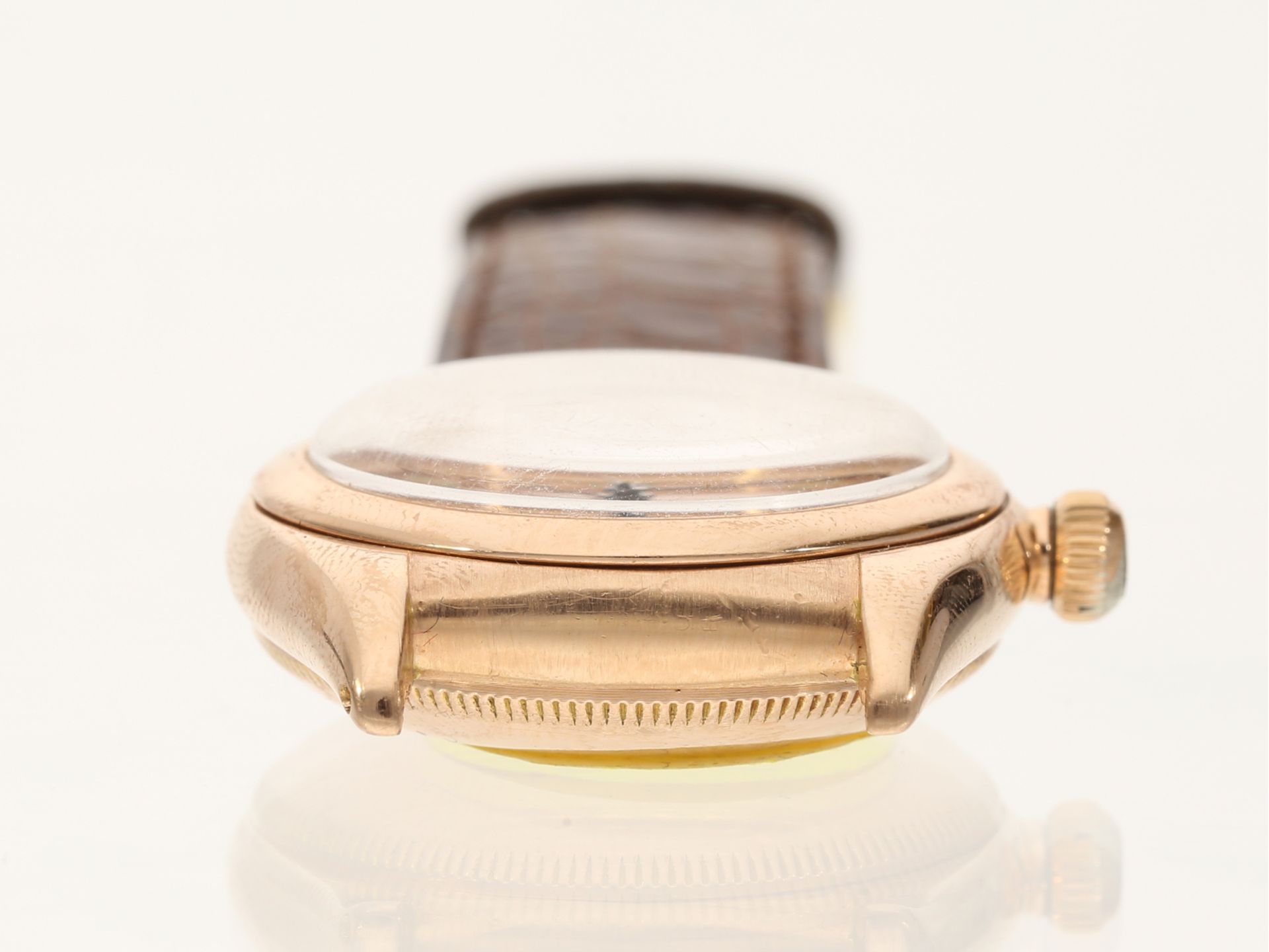 Armbanduhr: frühes Rolex Oyster Perpetual Bubble Back Chronometer Ref. 3131 in 18K Rotgold, ca. 1944 - Bild 7 aus 7