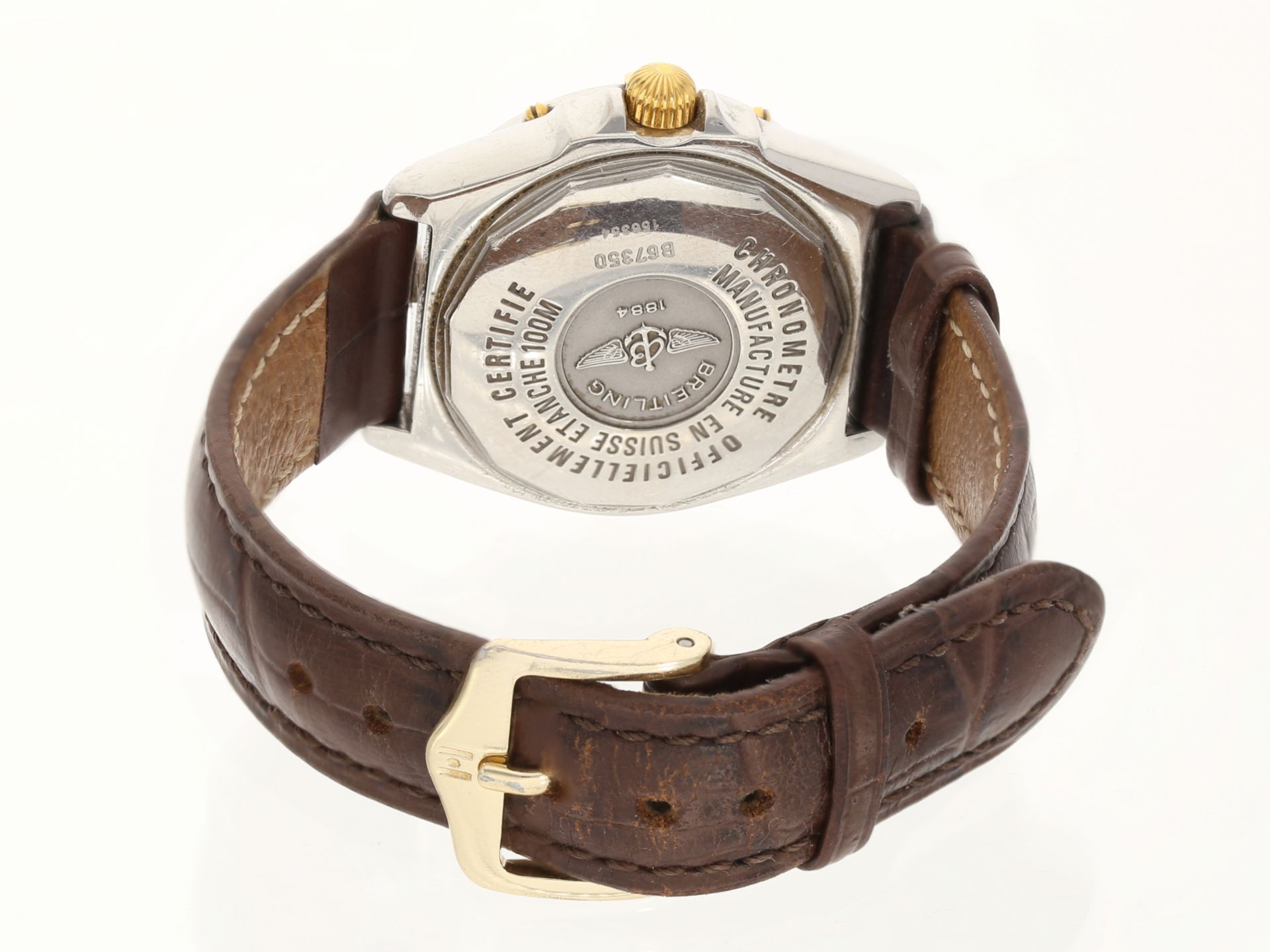 Armbanduhr: Breitling Wings Lady Stahl/Gold Damenuhr mit Datum, Ref. B67350, ca. 2000 - Bild 3 aus 5