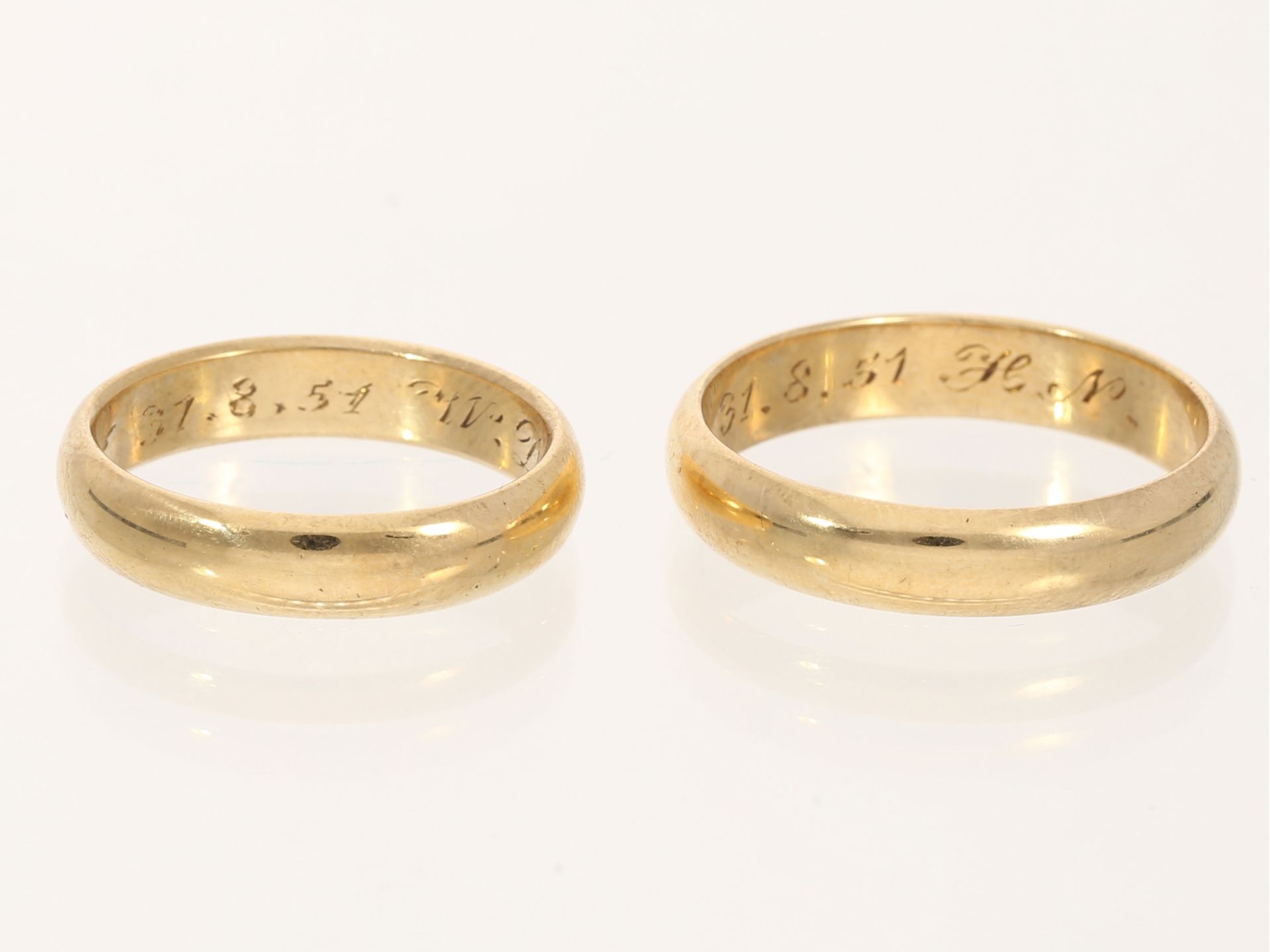 Ring: Paar Trauringe von 1951, 14K Gold - Image 2 of 2