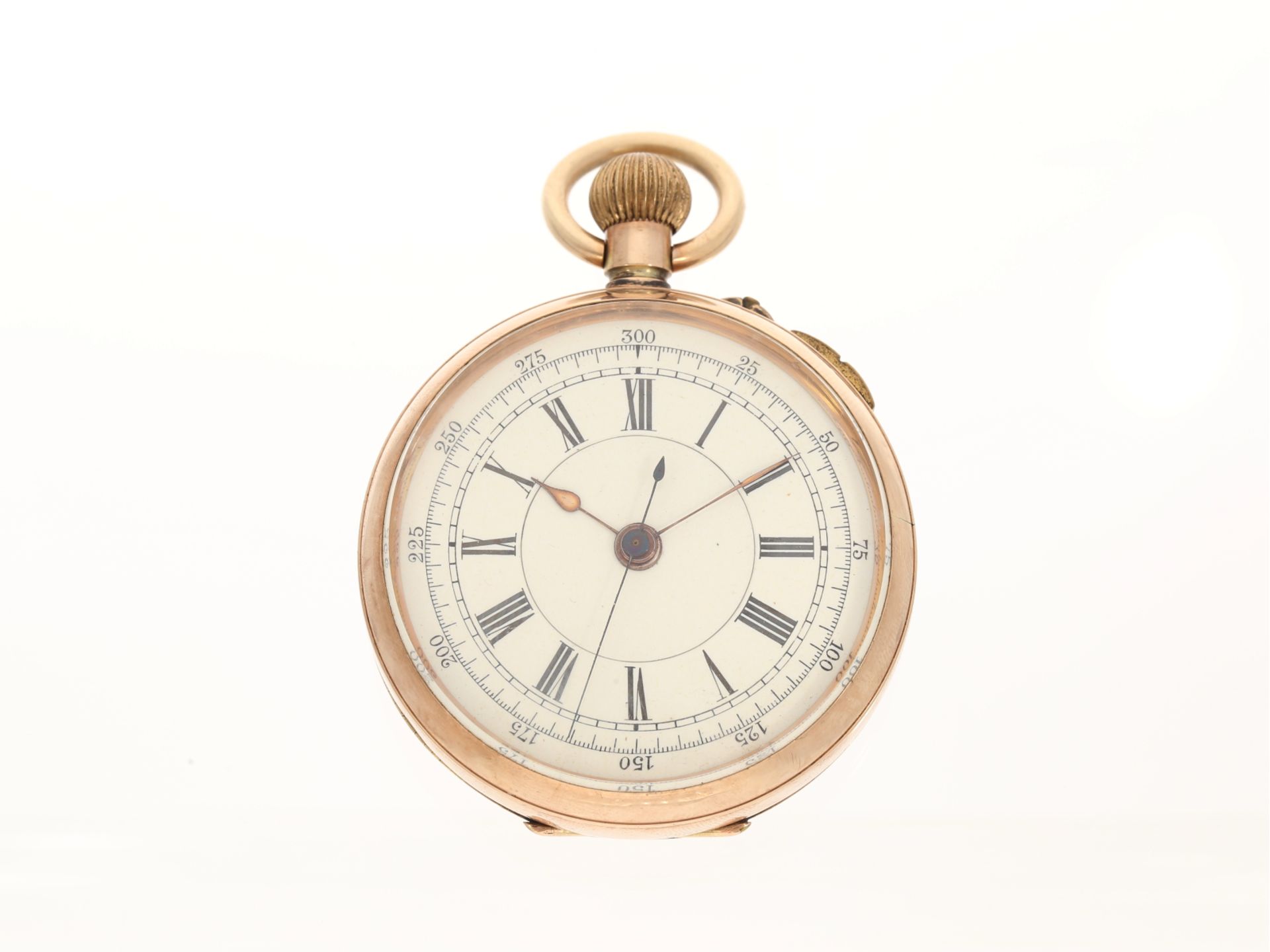 Taschenuhr: Englische 9K Gold Doctor's watch mit ausgefallener vergoldeter Uhrenkette, ca. 1880 - Bild 2 aus 6