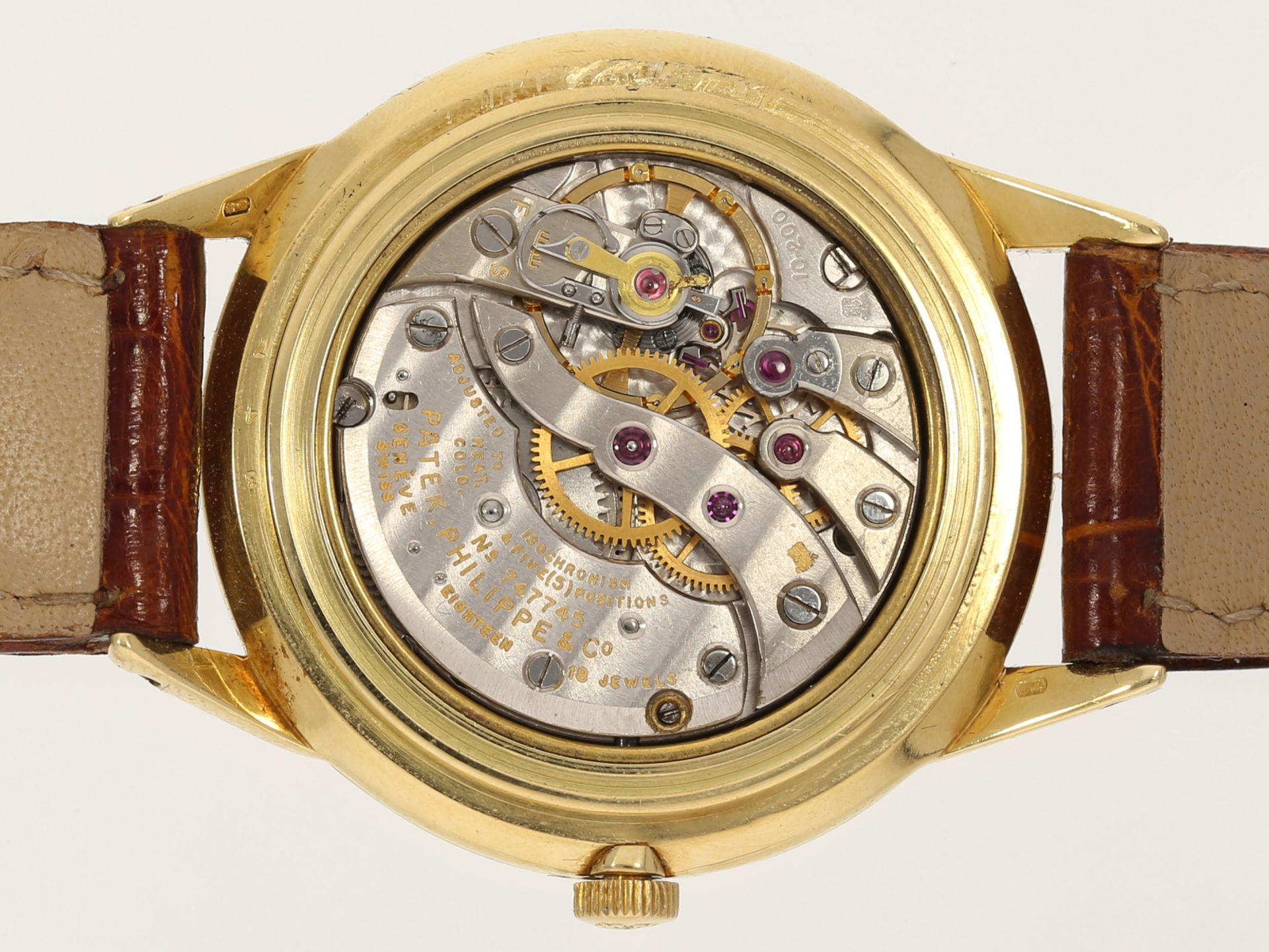 Armbanduhr: schöne Patek Philippe Calatrava in 18K Gold, Ref. 2568-1, 1950er - Bild 7 aus 7