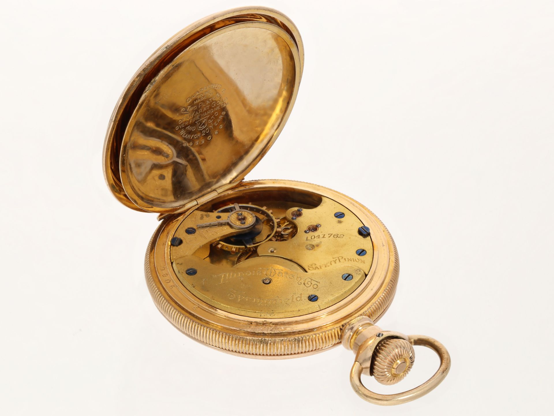 Dekorative amerikanische Taschenuhr "Illinois Watch" vergoldet - Bild 5 aus 6