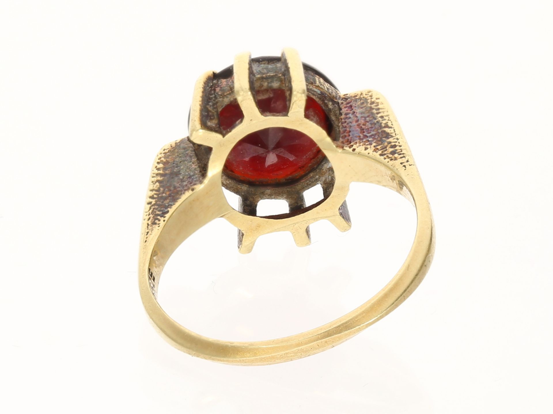Ring: alter Goldschmiedering mit Granat - Bild 3 aus 3