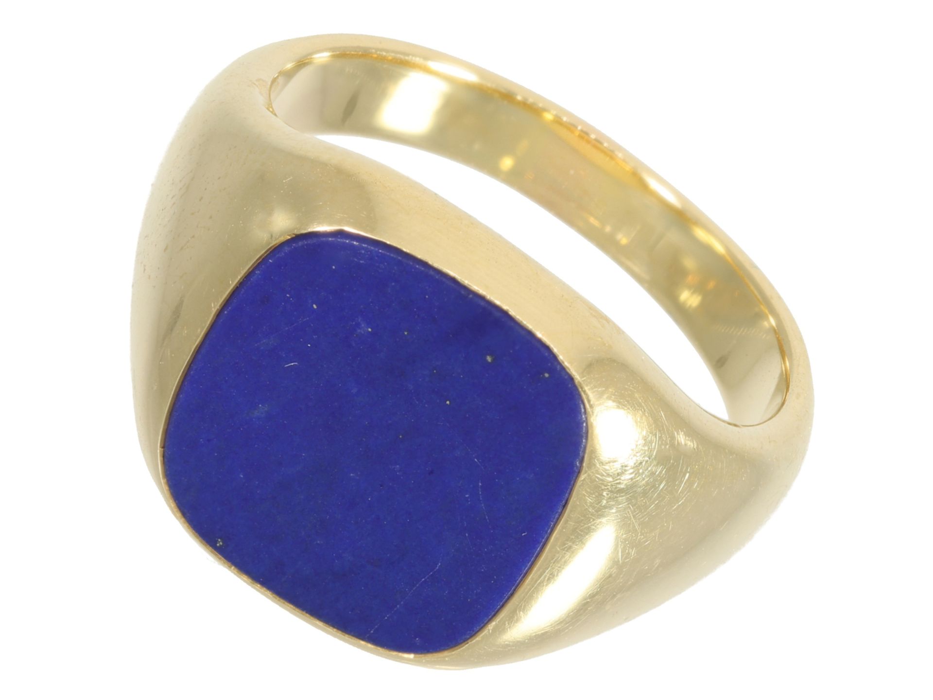 Ring: ehemals teurer, massiver Siegelring mit Lapislazuli, Wempe, 18K Gold