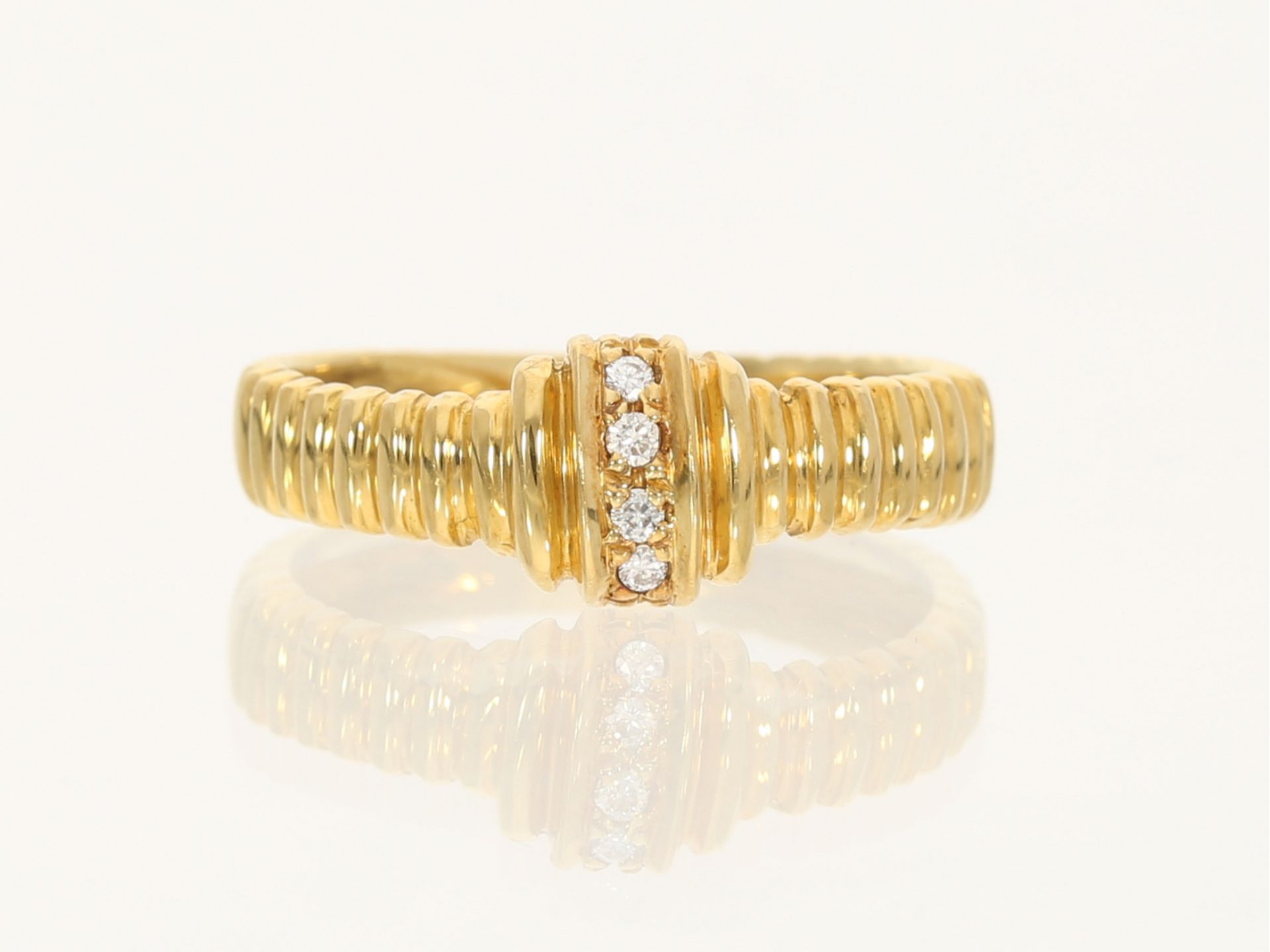 Ring: ausgefallen gefertigter Brillant/Goldschmiedering im Cartier Stil