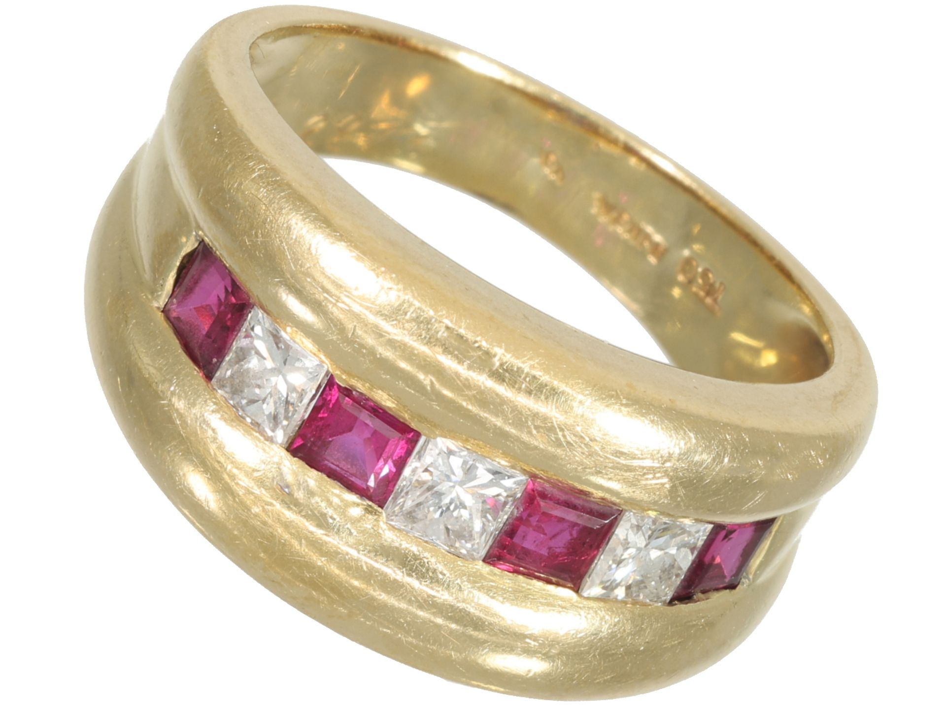 Ring: hochwertiger Wempe- Ring mit Edelsteinbesatz, 18K Gold