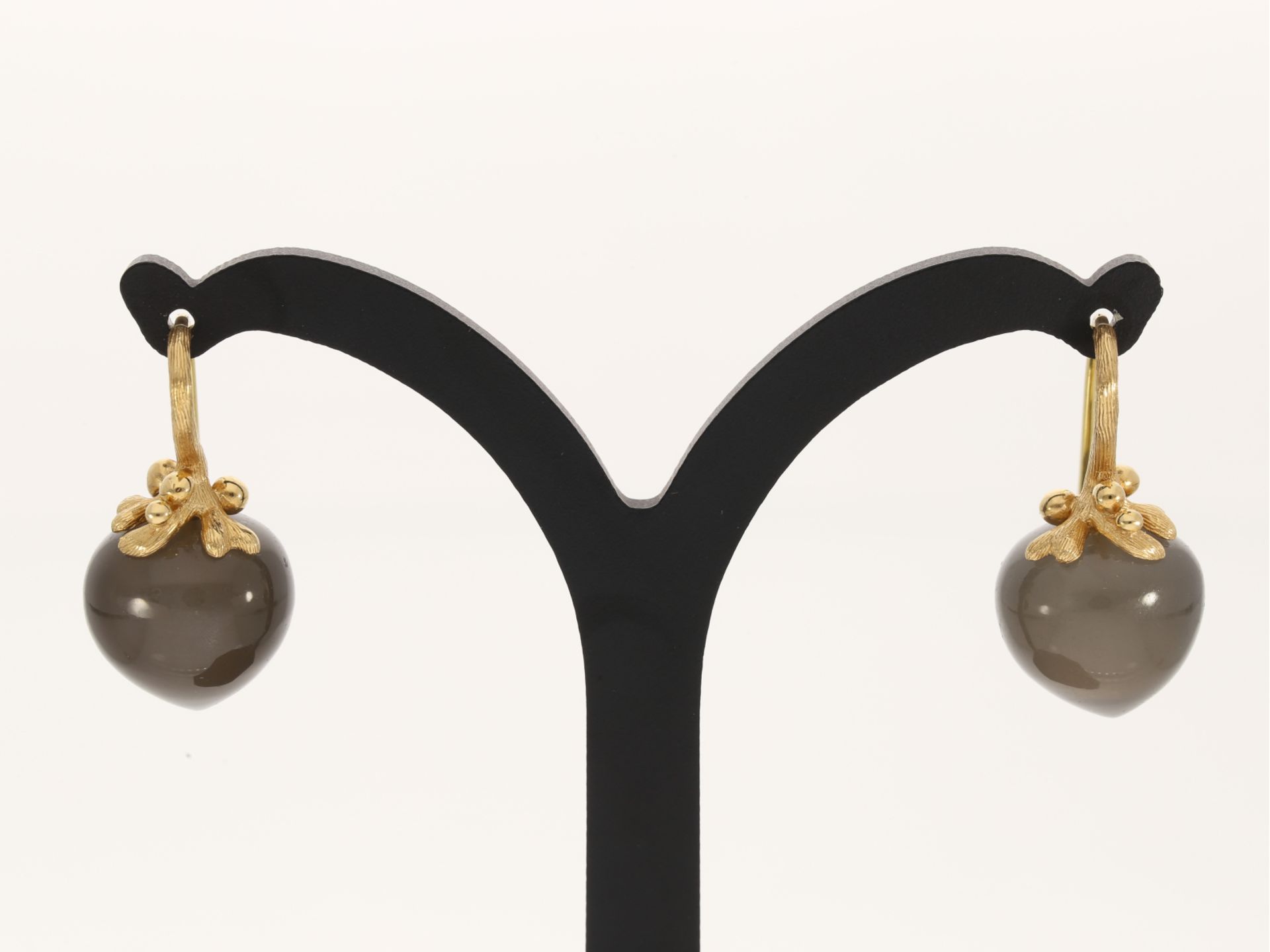 Ohrringe: Goldene Ohrhänger mit Farbsteinen, Handarbeit aus 18K Gold - Bild 2 aus 3