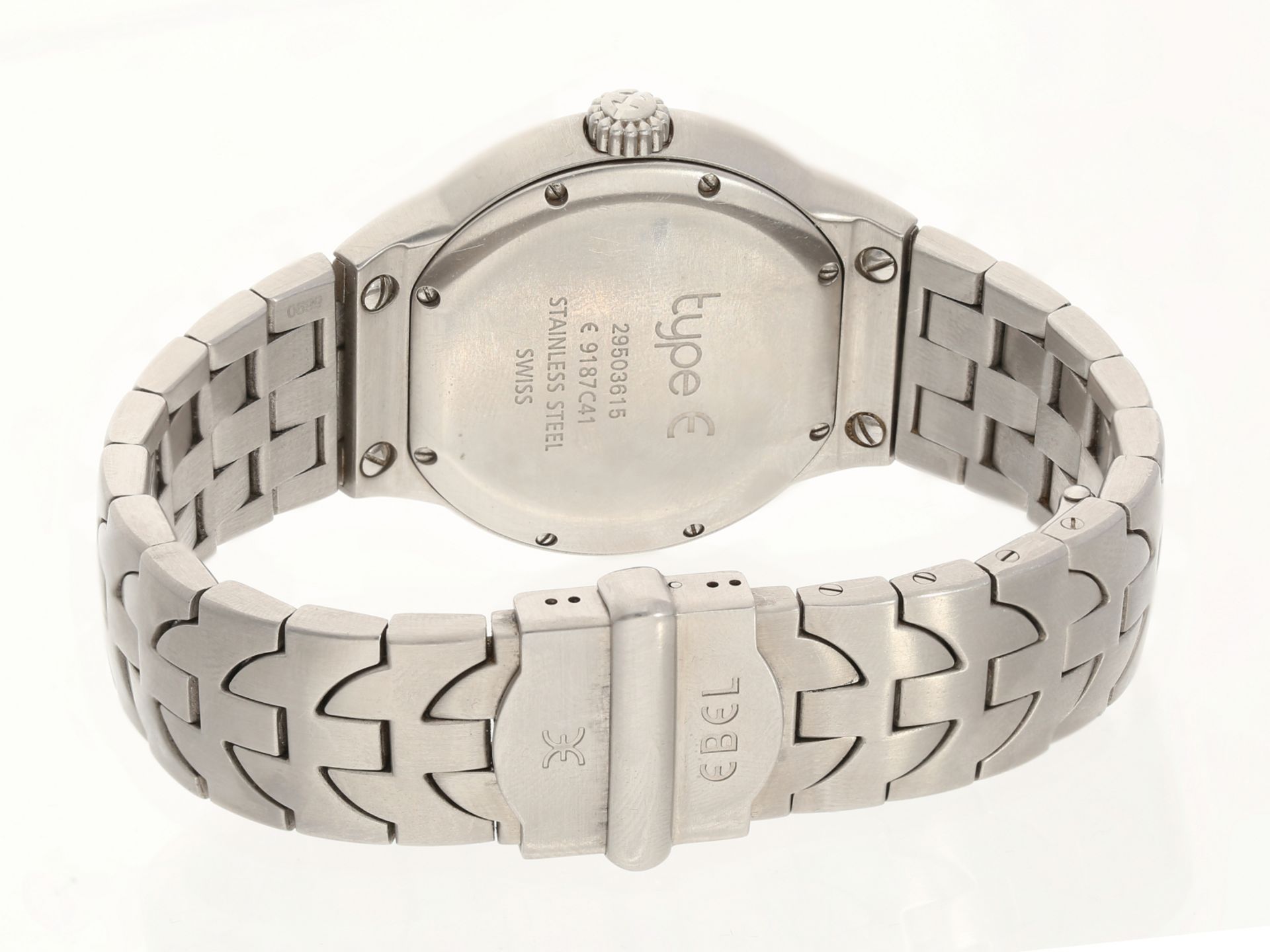 Armbanduhr: sportliche Ebel Type E in Stahl, Ref. 9187C41, mit Box - Bild 3 aus 3