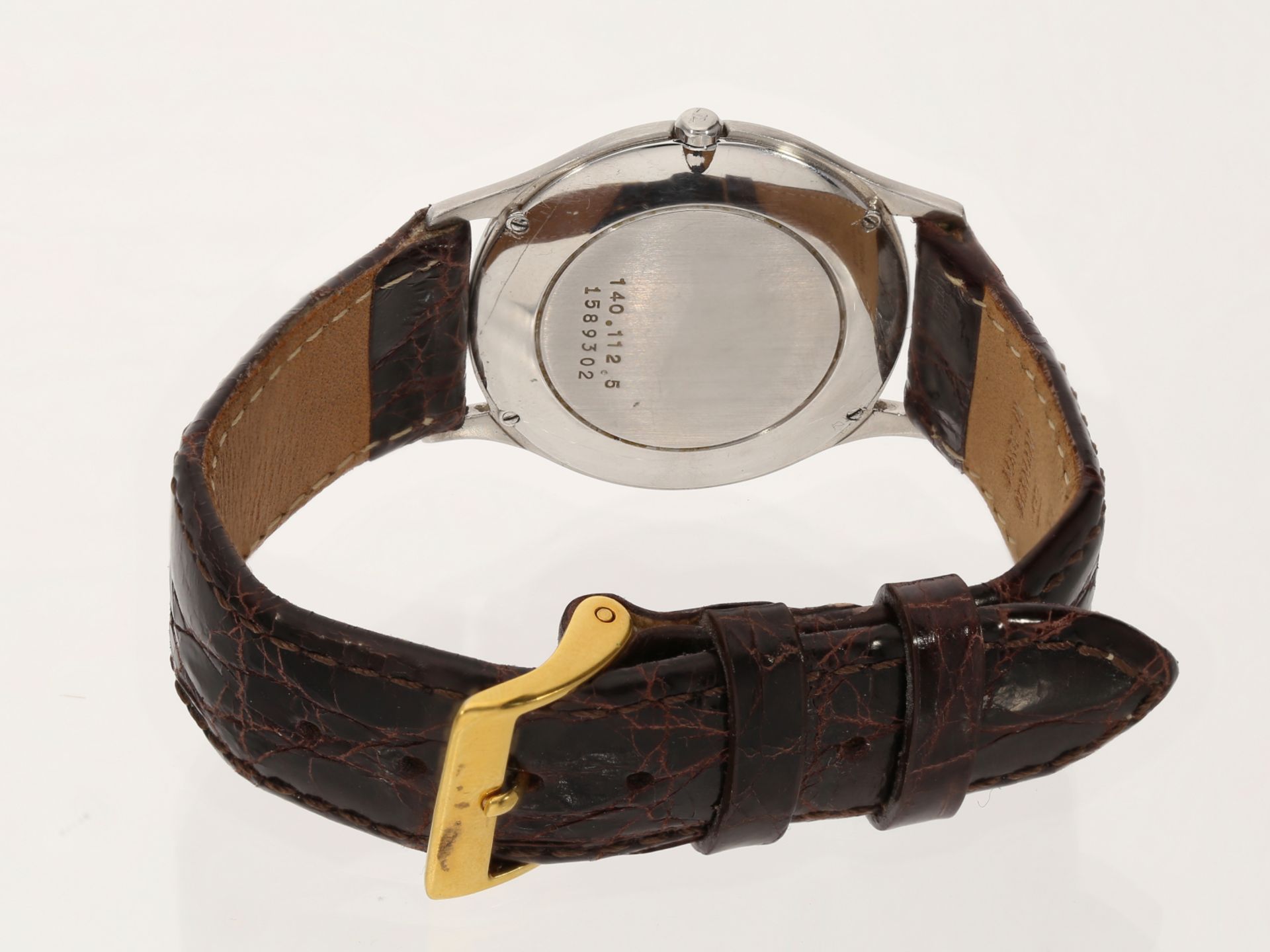 Armbanduhr: außergewöhnliche Jaeger-LeCoultre "Ultra Thin" REF 140.122.5 in Edelstahl, 1980er - Bild 3 aus 3