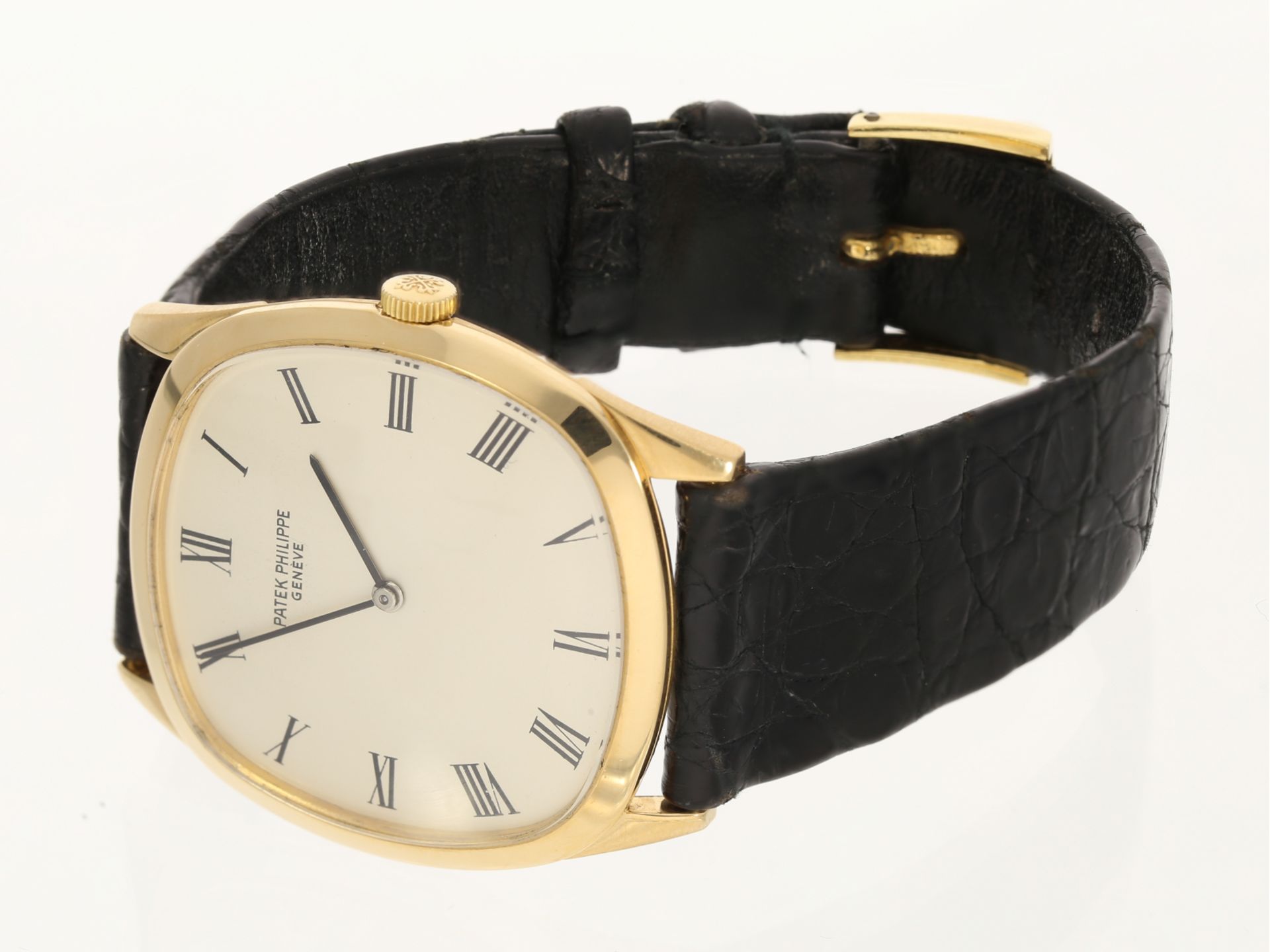 Armbanduhr: große 18K Gold Patek Philippe Ellipse, Ref. 3544, ca. 1970 - Bild 2 aus 6